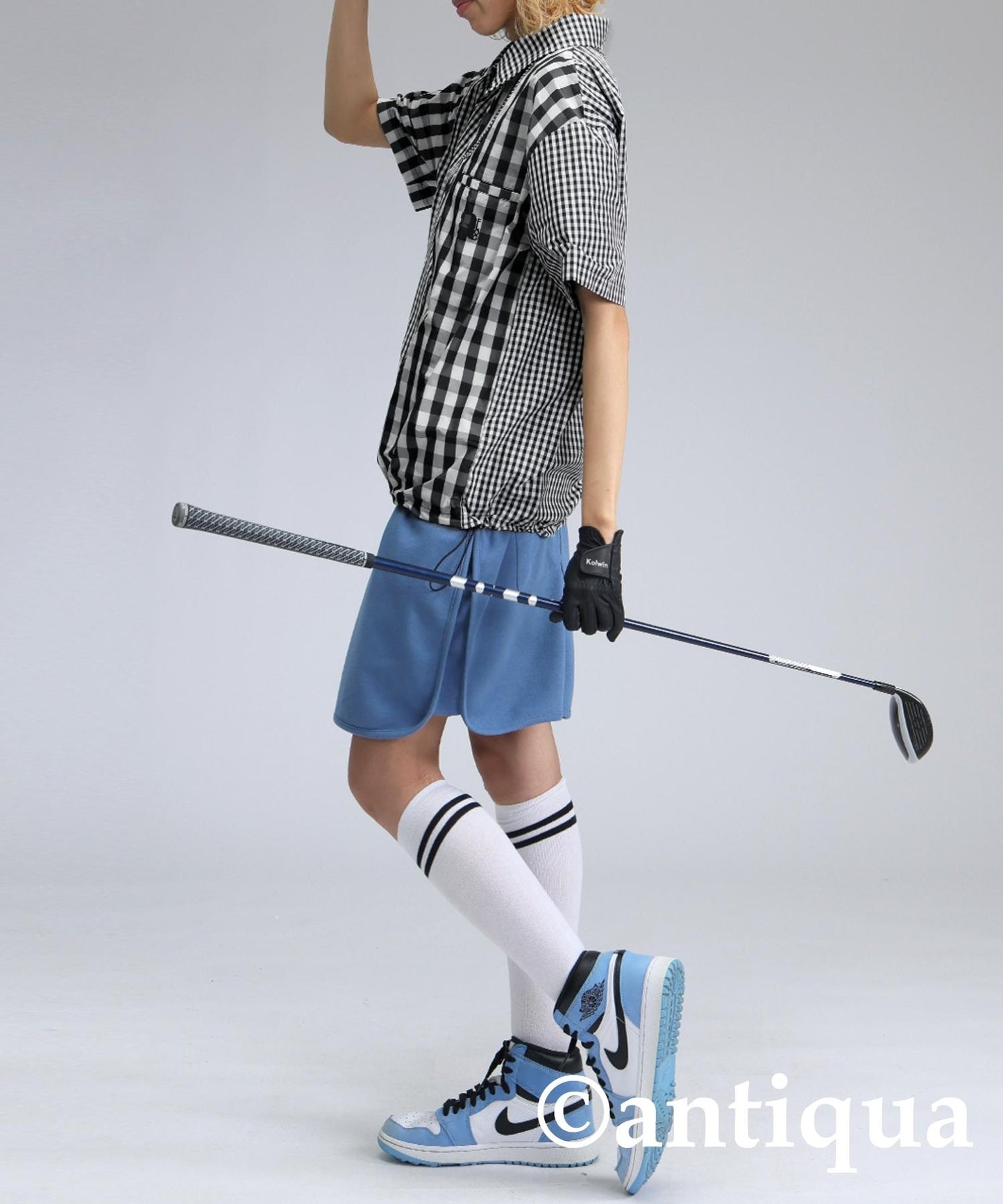 Ladies ANTIQUA GOLF × STCH Mixed Check Shirt