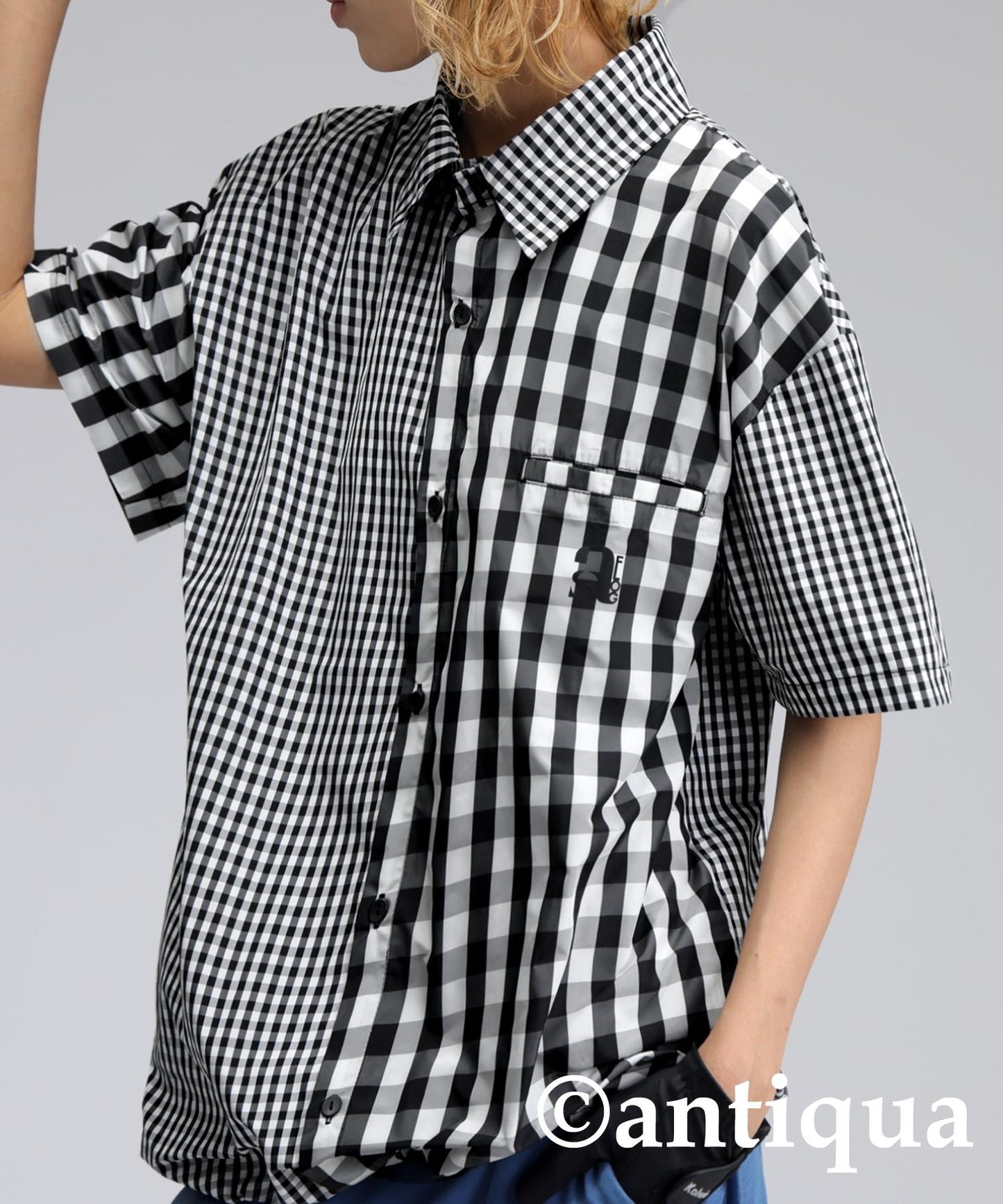 Ladies ANTIQUA GOLF × STCH Mixed Check Shirt