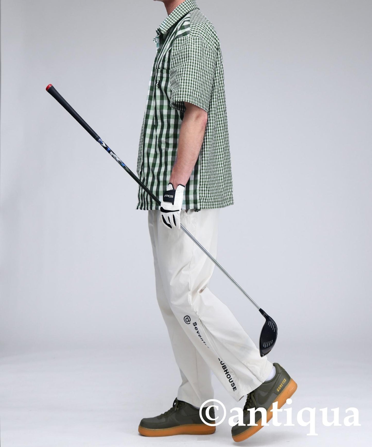 Men's ANTIQUA GOLF × STCH Mixed Check Shirt