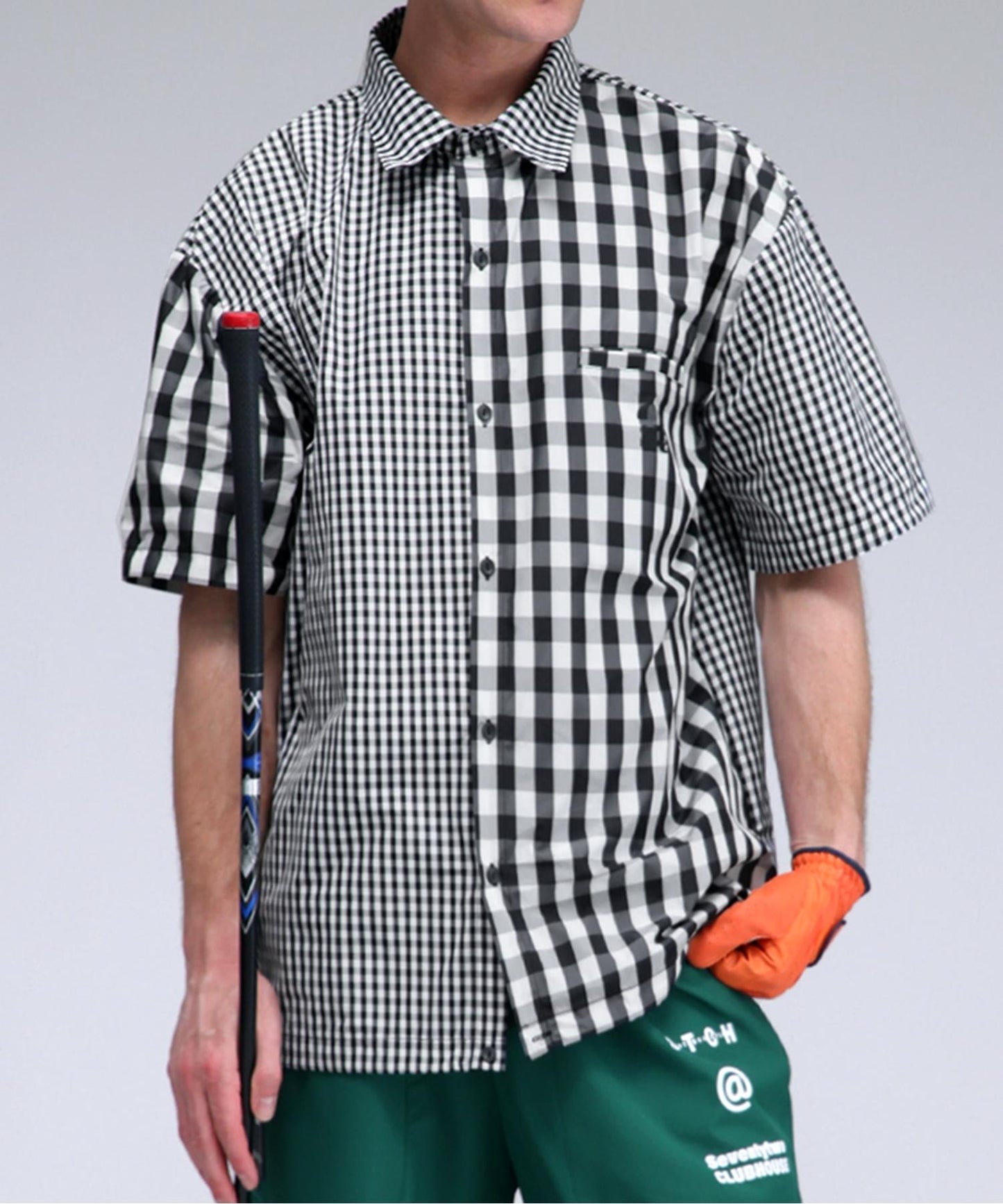 Men's ANTIQUA GOLF × STCH Mixed Check Shirt