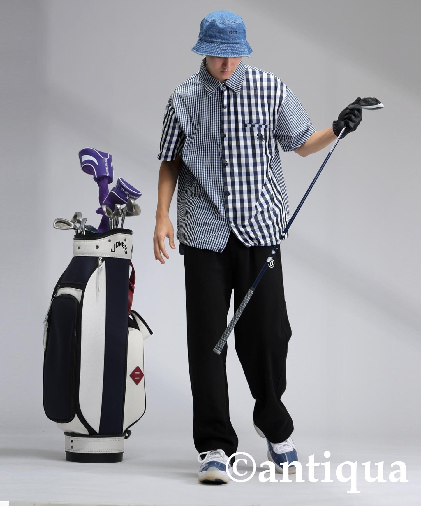 Men's ANTIQUA GOLF × STCH Mixed Check Shirt