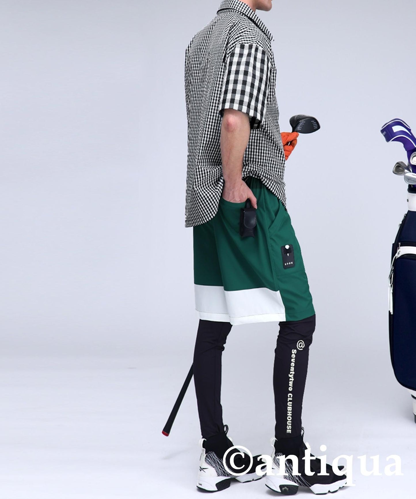 Men's ANTIQUA GOLF × STCH Mixed Check Shirt