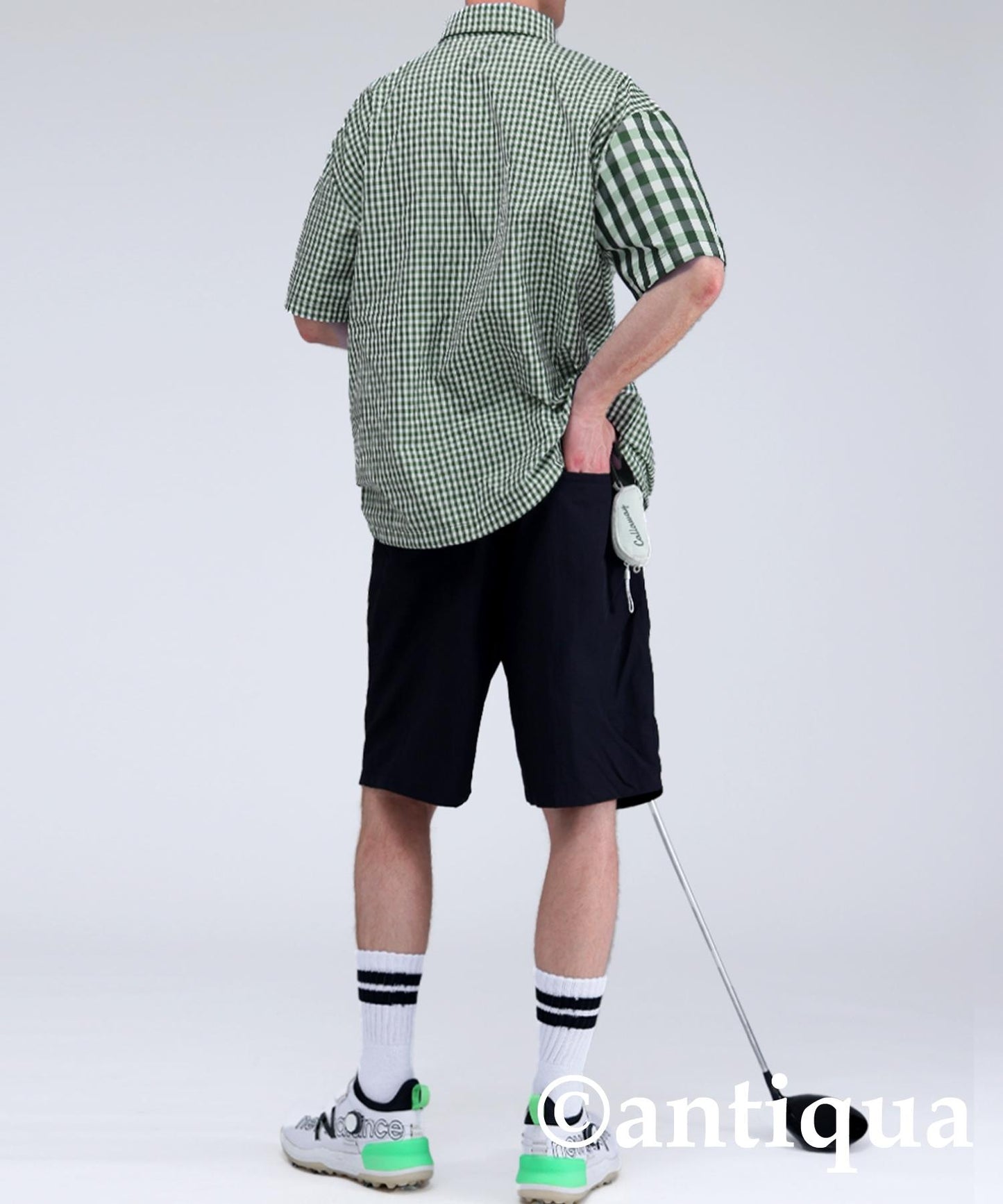 Men's ANTIQUA GOLF × STCH Mixed Check Shirt