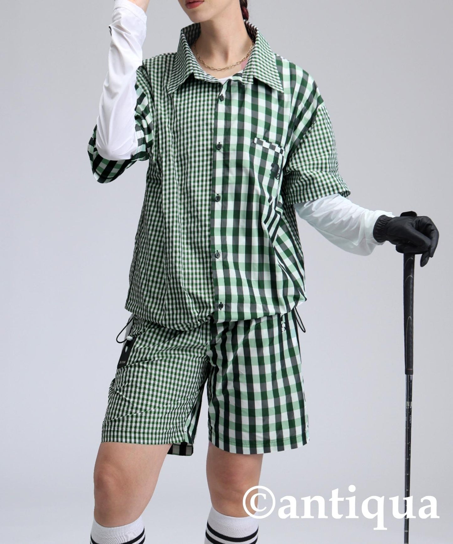 Ladies ANTIQUA GOLF × STCH Check Shorts