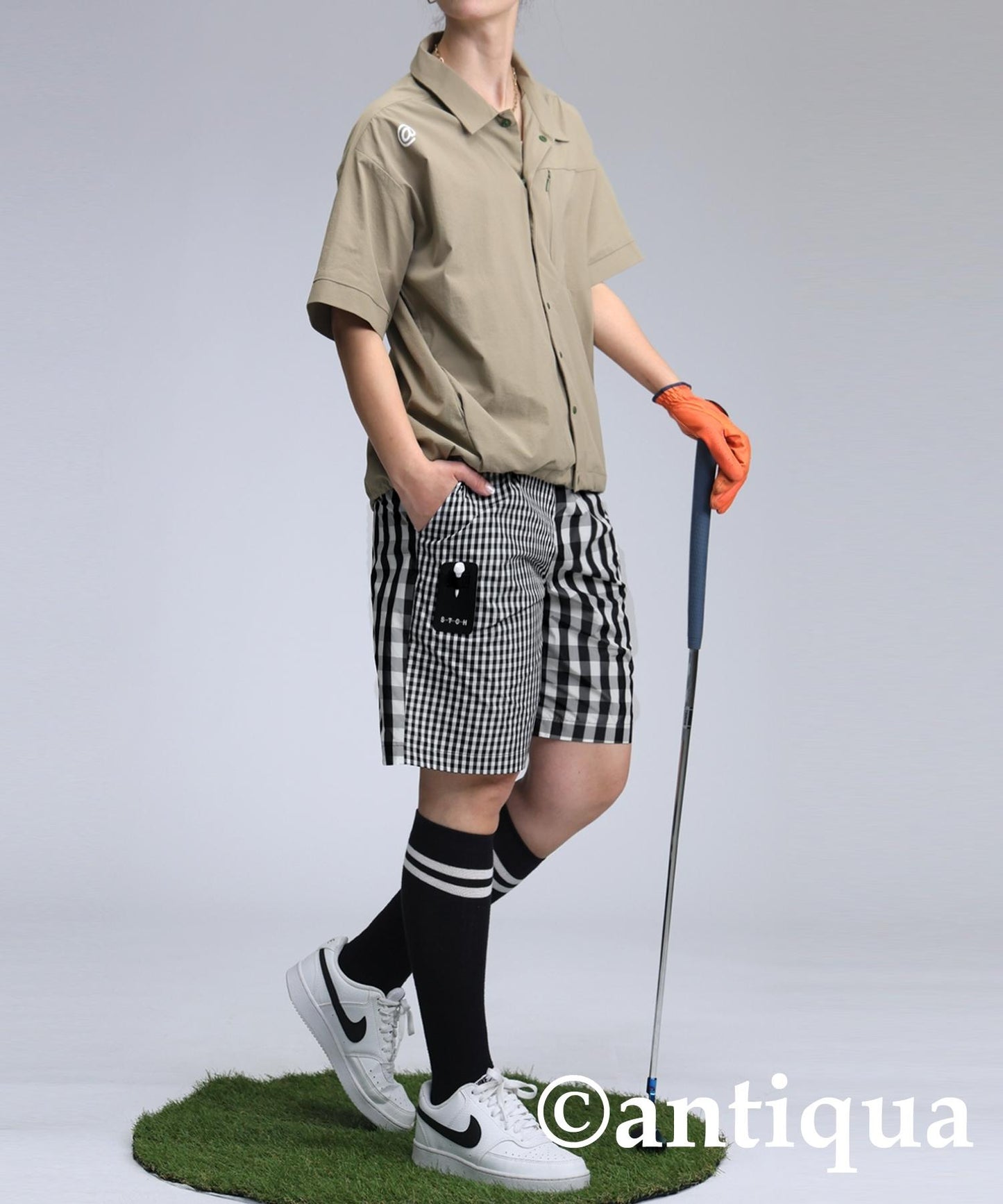 Ladies ANTIQUA GOLF × STCH Check Shorts