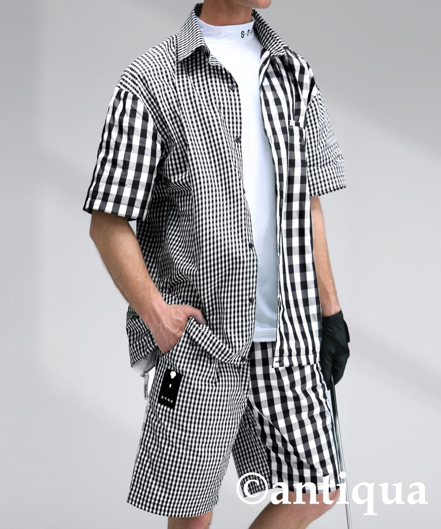 Men's ANTIQUA GOLF × STCH Check Shorts