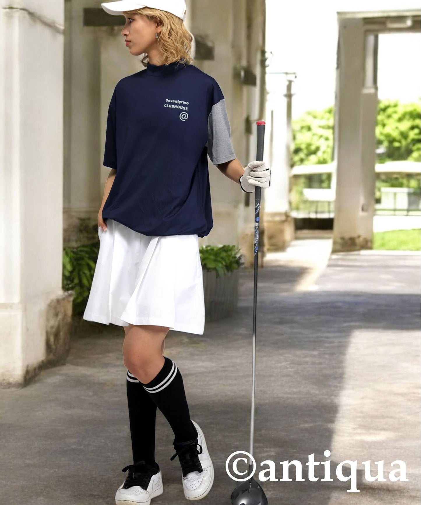 Ladies ANTIQUA GOLF × STCH Color Scheme Mock Neck Top
