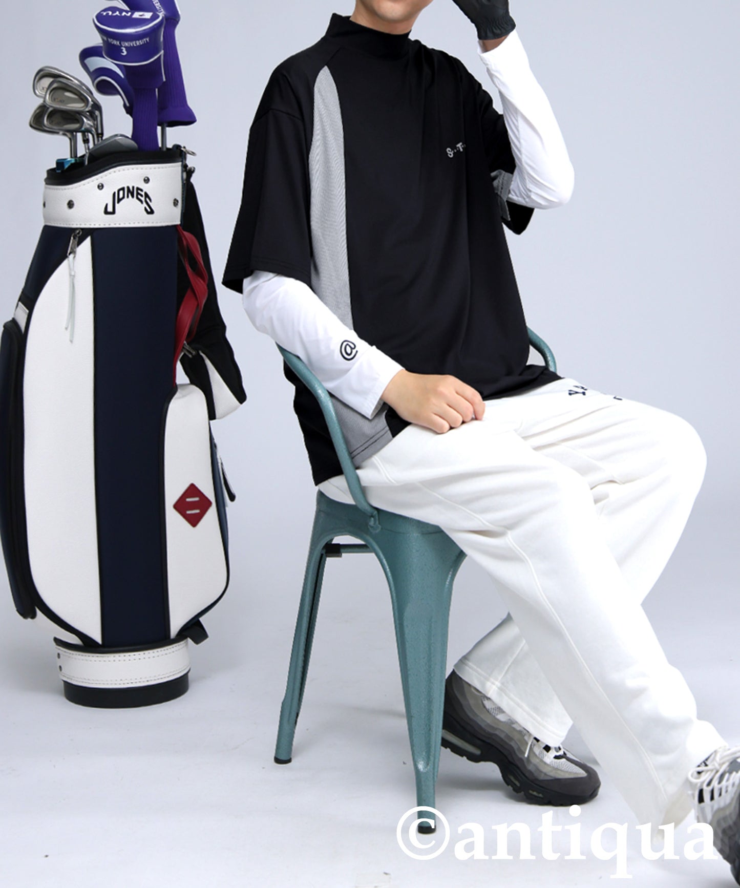 Men's ANTIQUA GOLF × STCH Asymmetric Logo Top