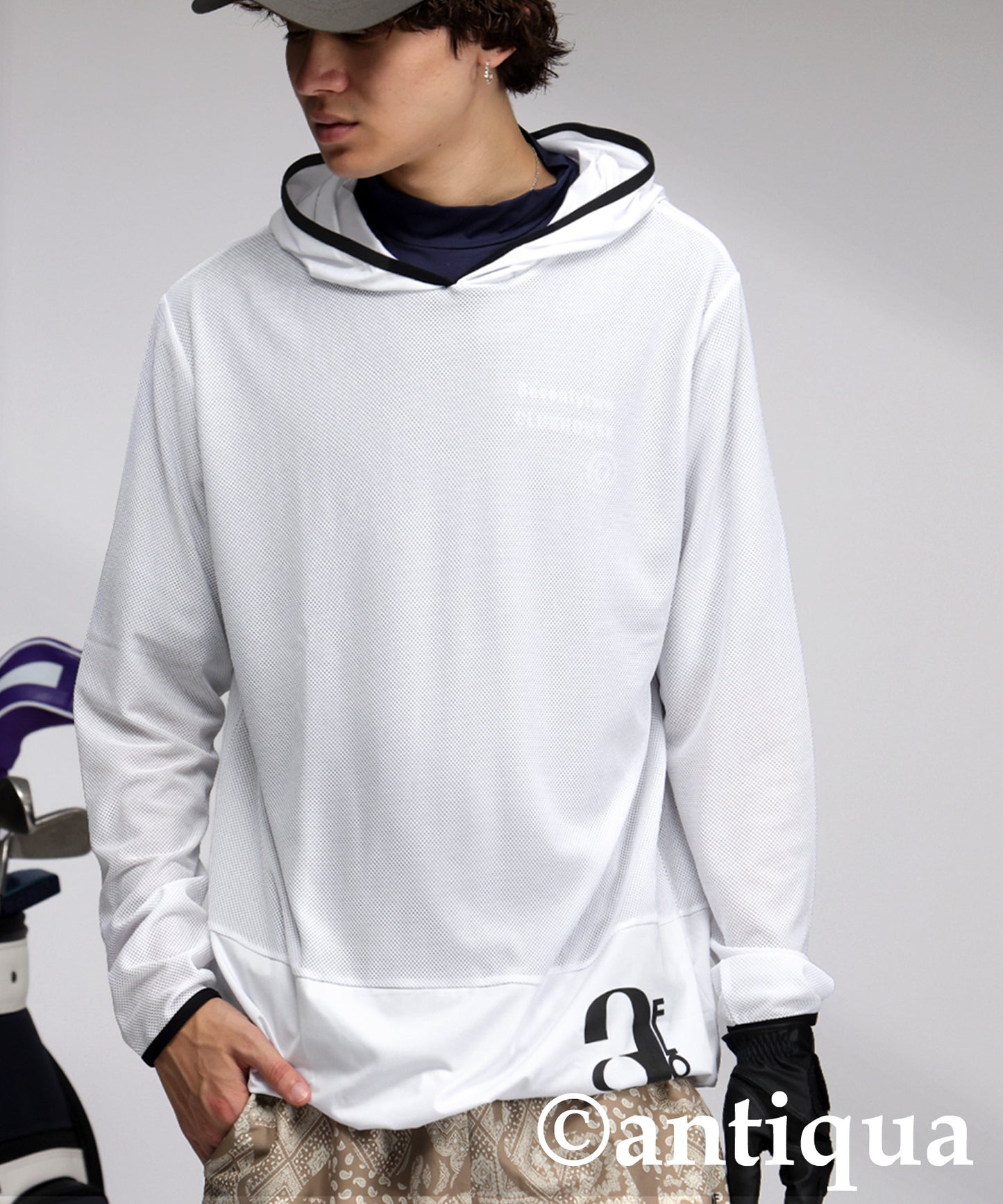 Men's ANTIQUA GOLF × STCH UV Mesh Hoodie
