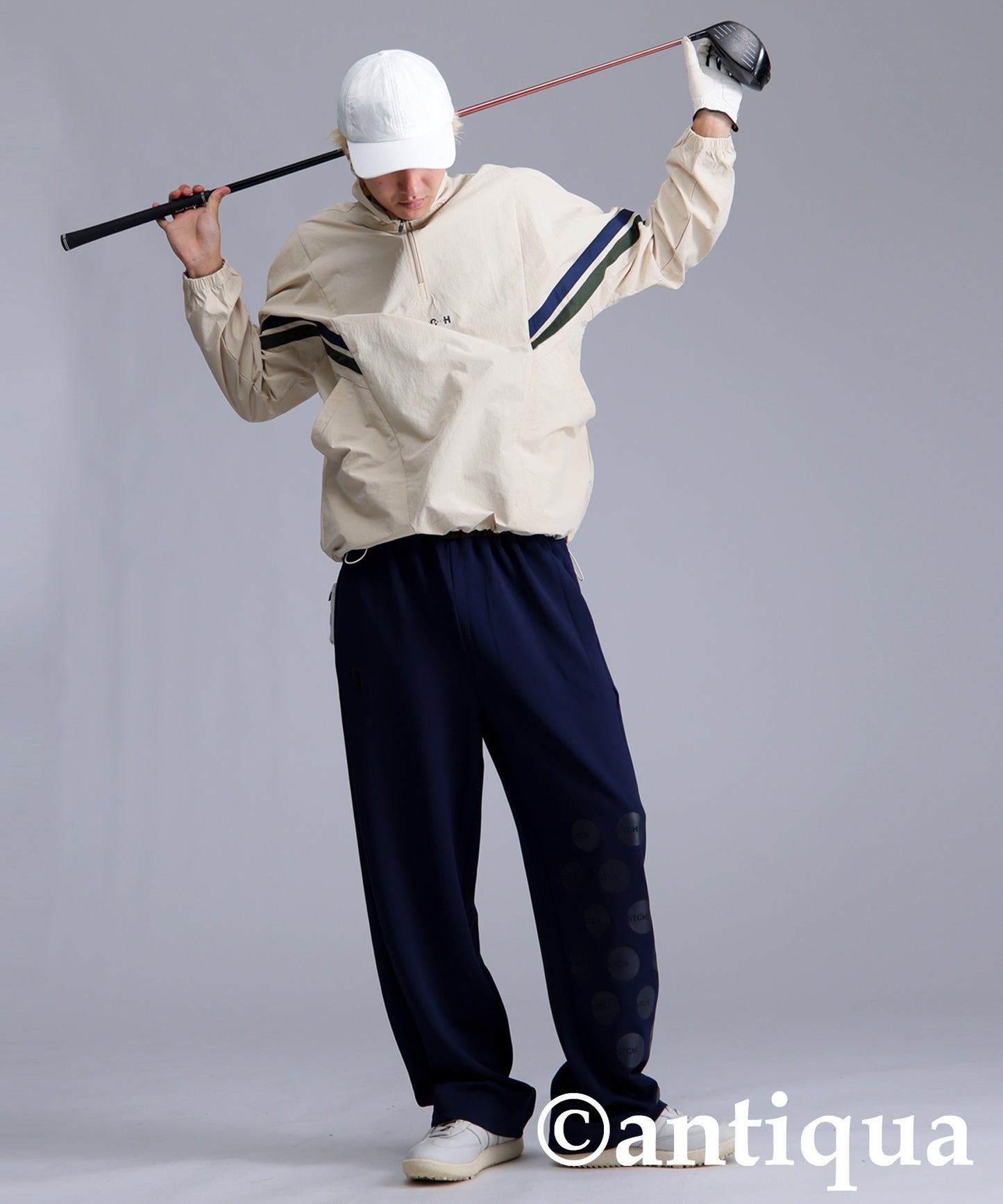 ANTIQUA GOLF×STCH Color-Coordinated Line Pullover Men's