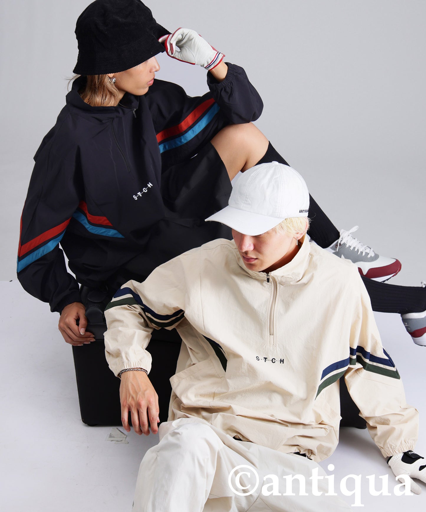 ANTIQUA GOLF×STCH Color-Coordinated Line Pullover Men's