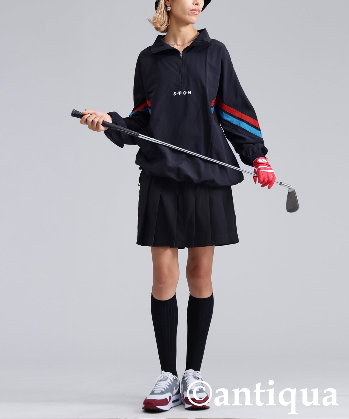 ANTIQUA GOLF×STCH Color-Coordinated Line Pullover Ladies