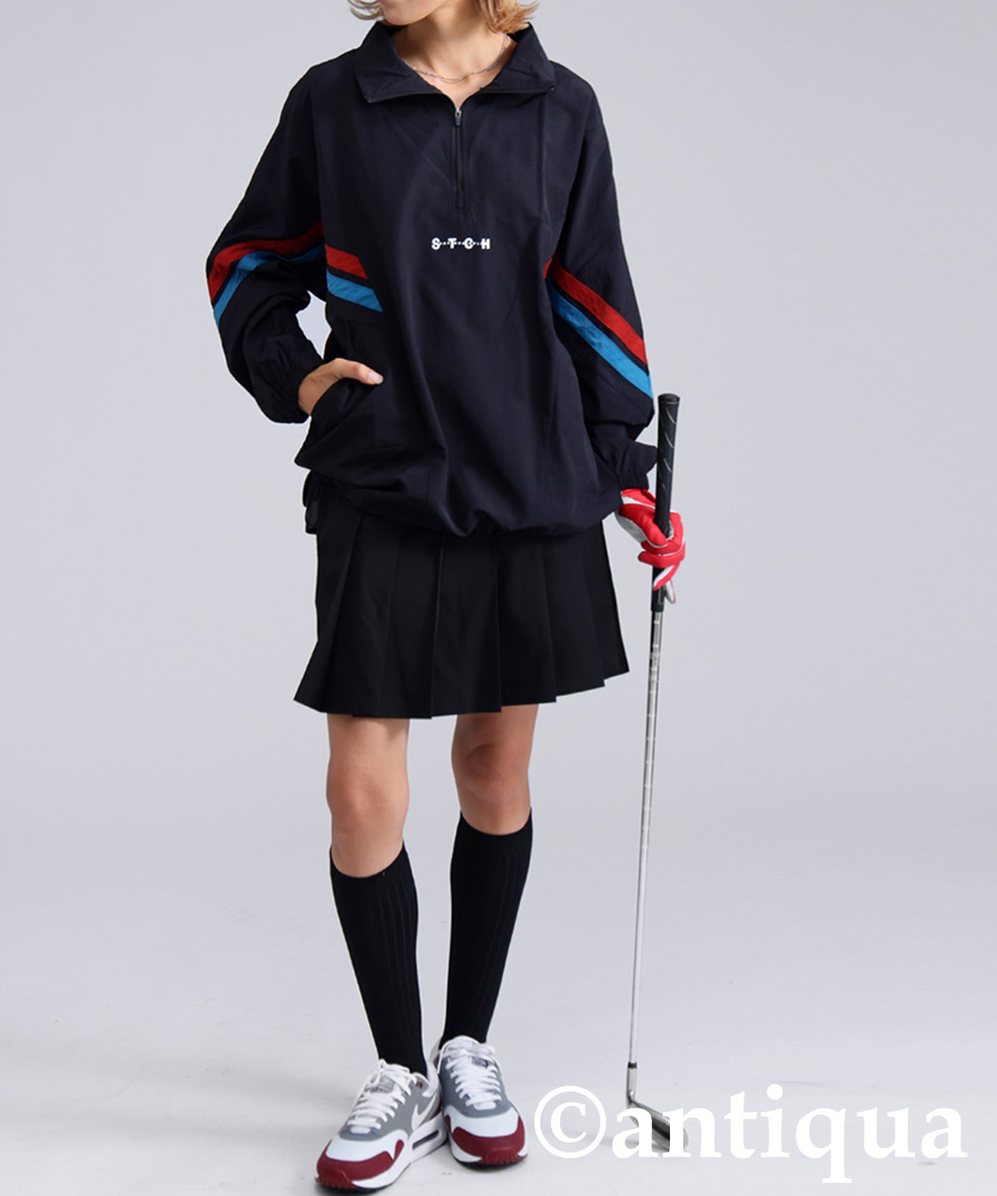 ANTIQUA GOLF×STCH Color-Coordinated Line Pullover Ladies