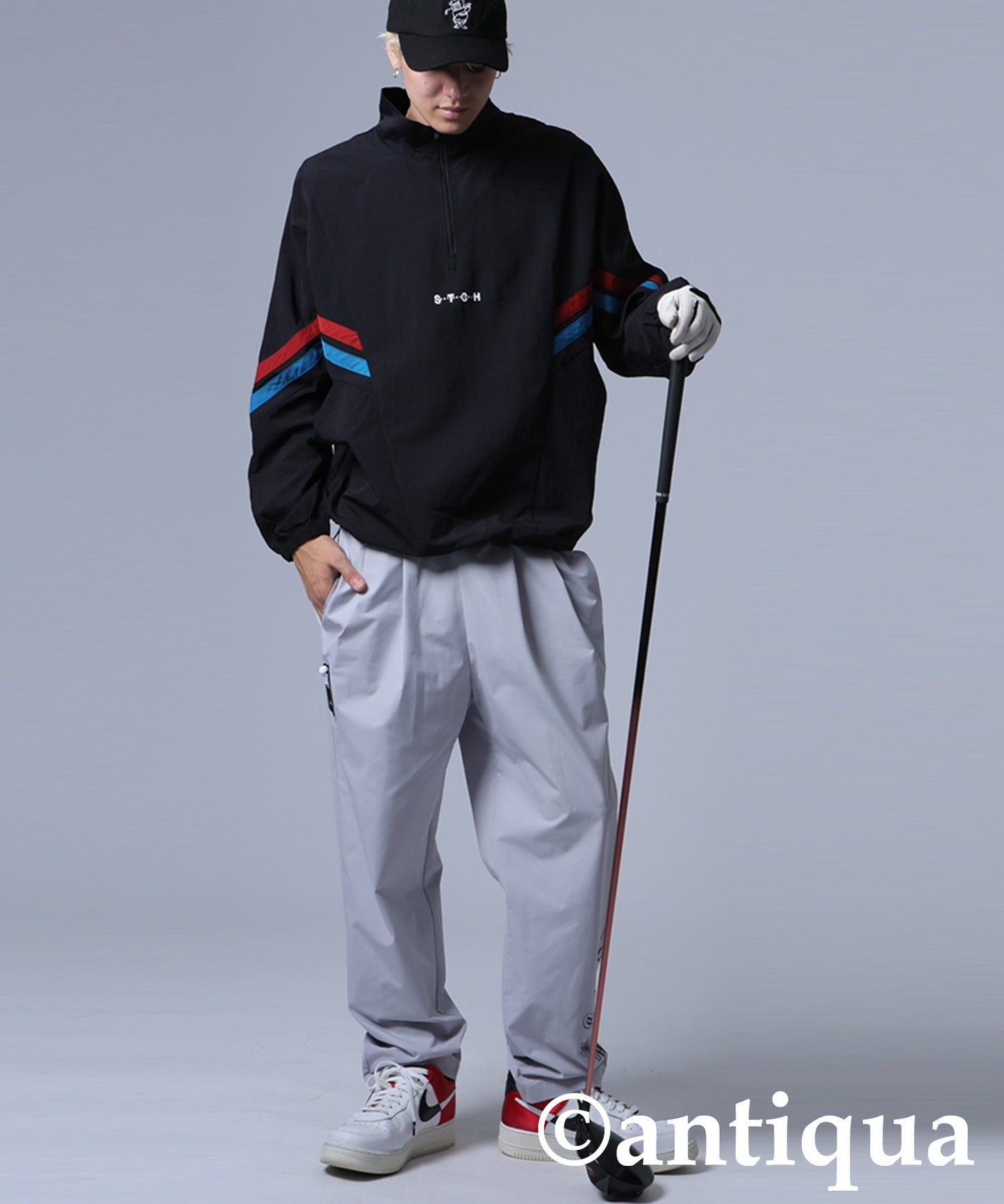 ANTIQUA GOLF×STCH Color-Coordinated Line Pullover Men's