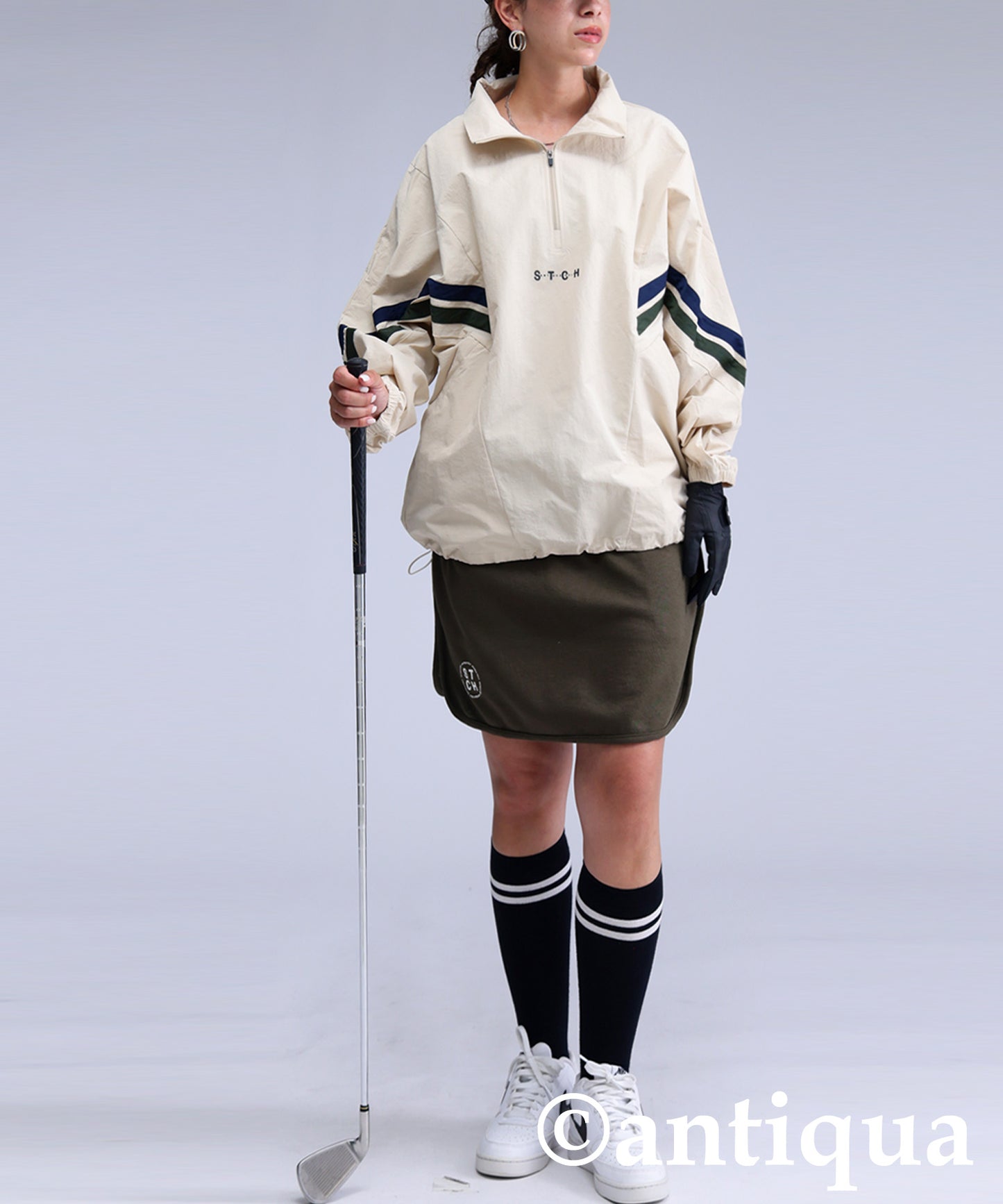ANTIQUA GOLF×STCH Color-Coordinated Line Pullover Ladies