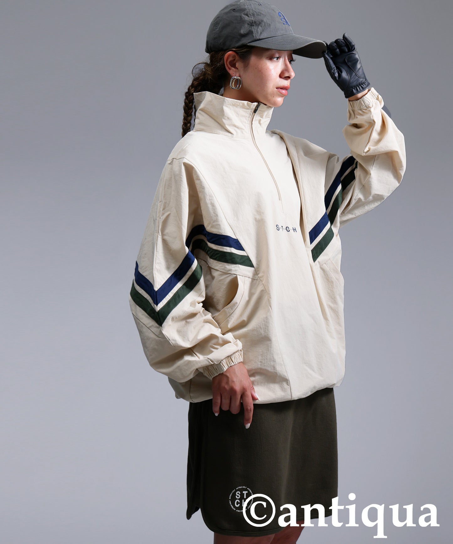 ANTIQUA GOLF×STCH Color-Coordinated Line Pullover Ladies