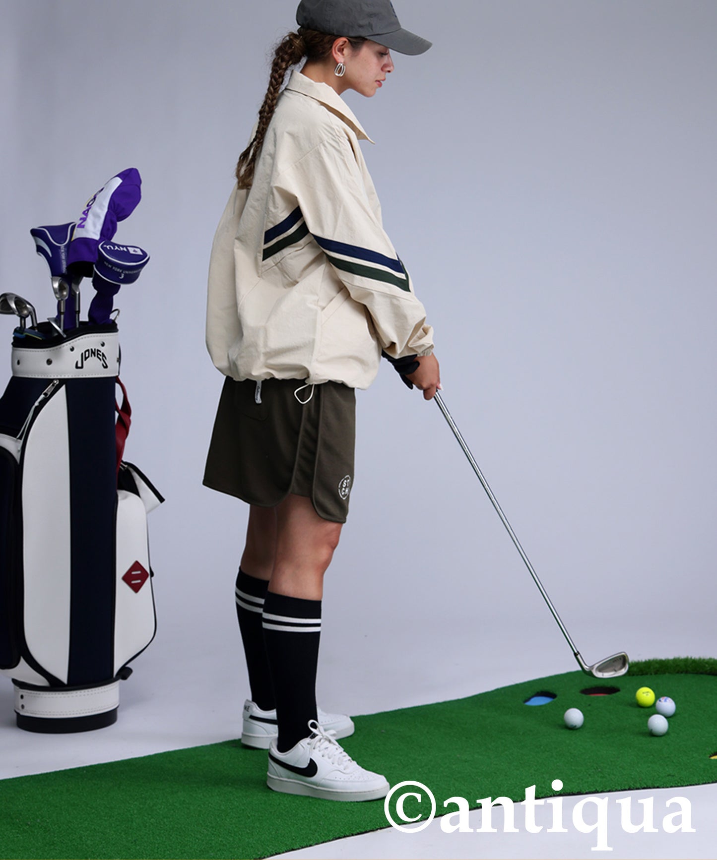 ANTIQUA GOLF×STCH Color-Coordinated Line Pullover Ladies