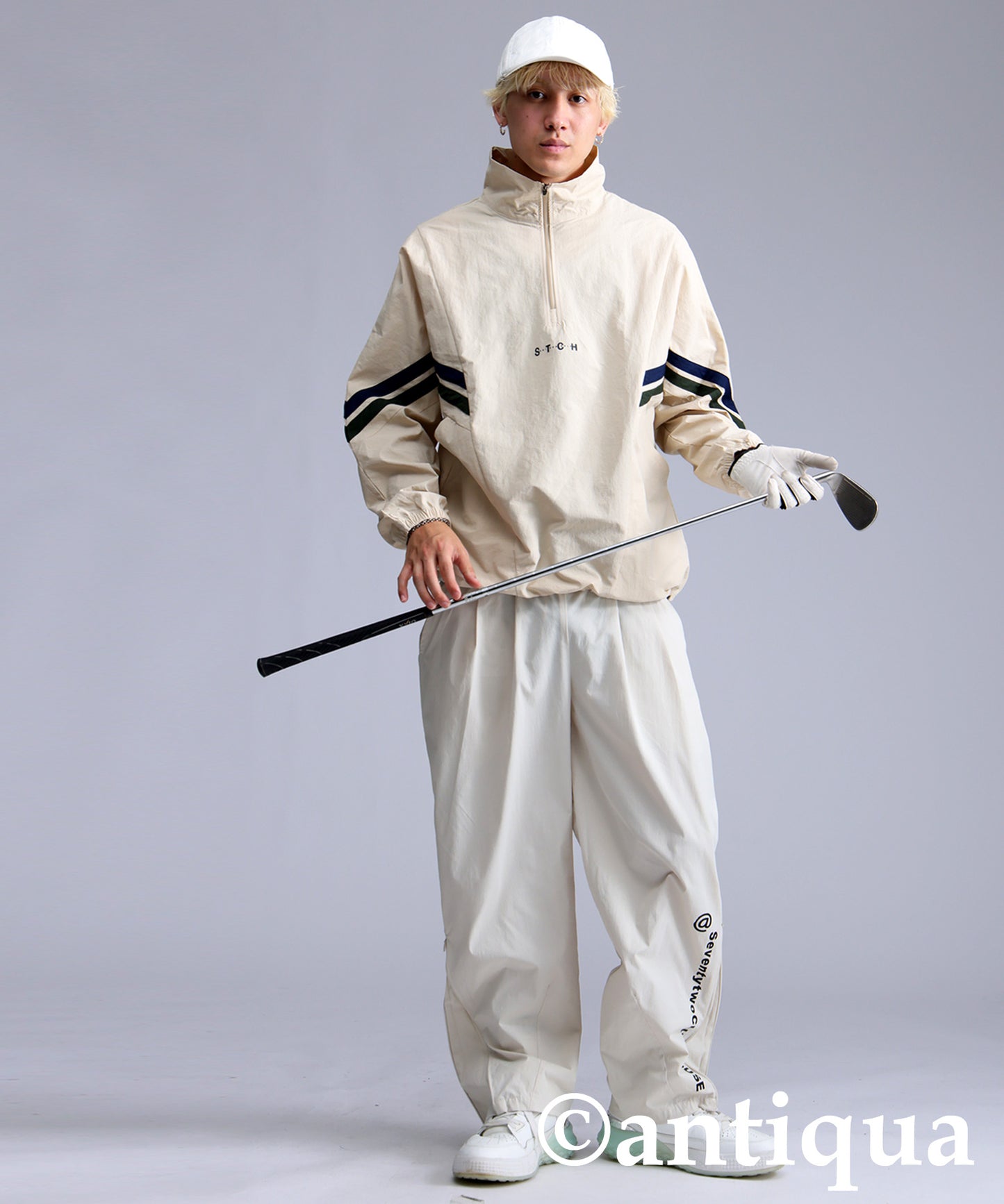 ANTIQUA GOLF×STCH Color-Coordinated Line Pullover Men's