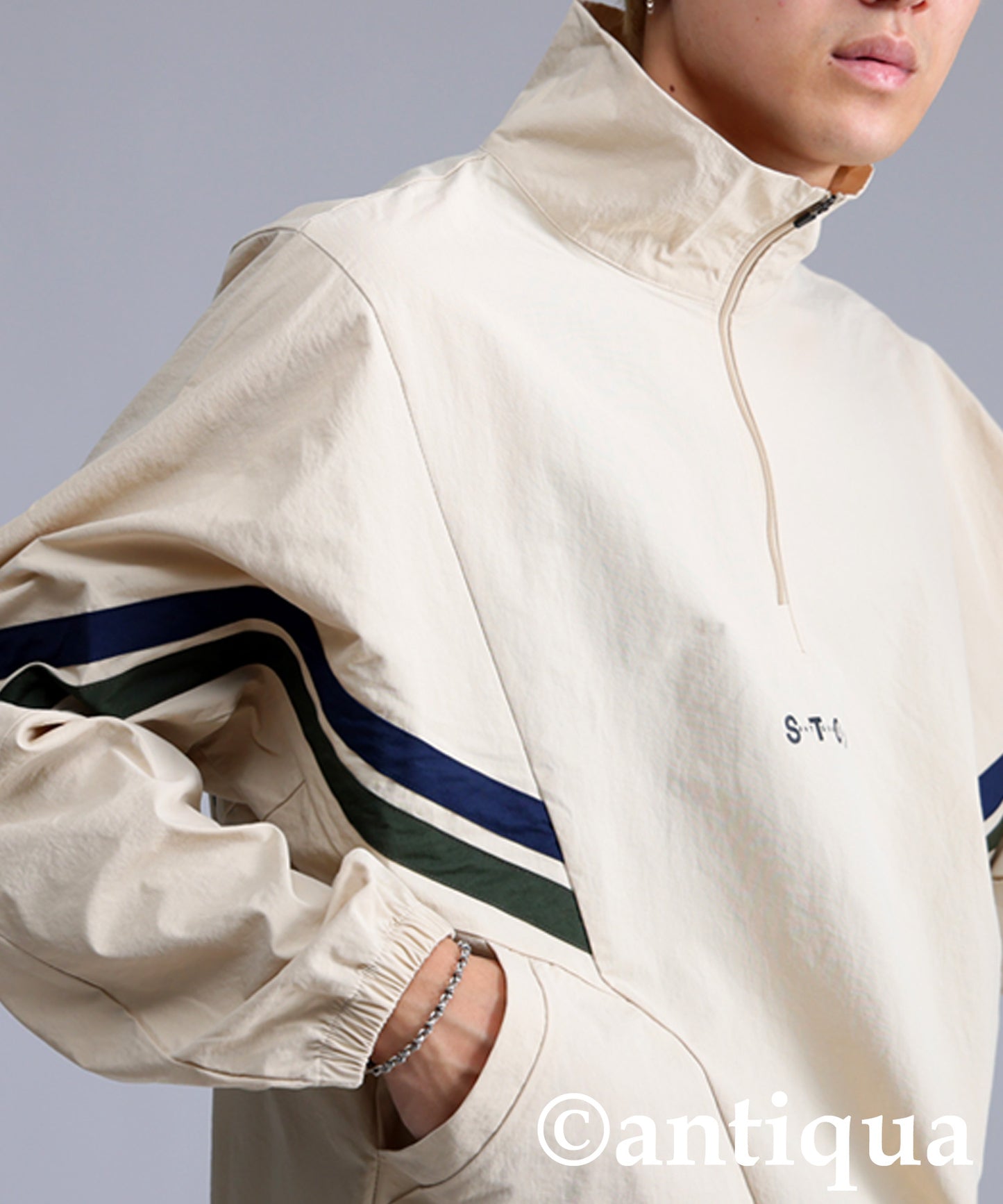 ANTIQUA GOLF×STCH Color-Coordinated Line Pullover Men's