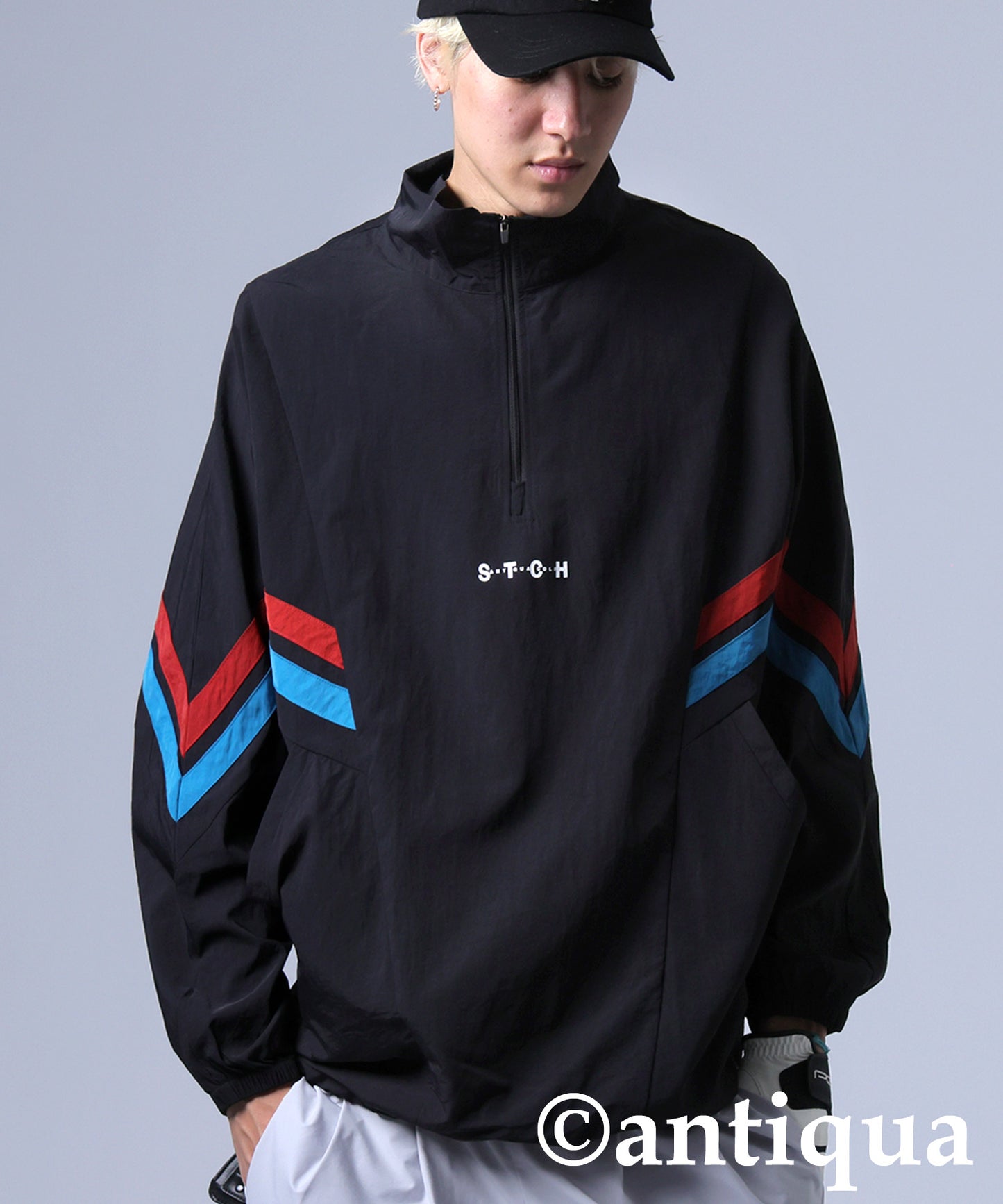 ANTIQUA GOLF×STCH Color-Coordinated Line Pullover Men's