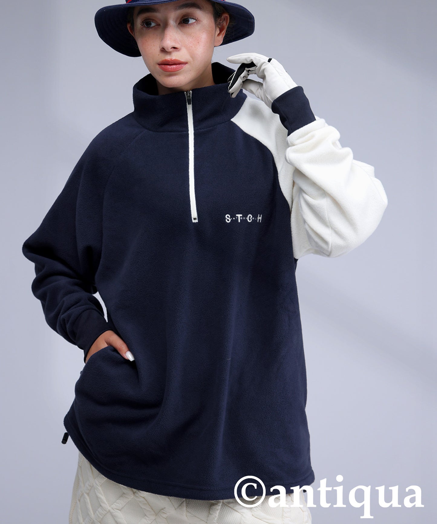 ANTIQUA GOLF×STCH Color-Coordinated Fleece Top Ladies