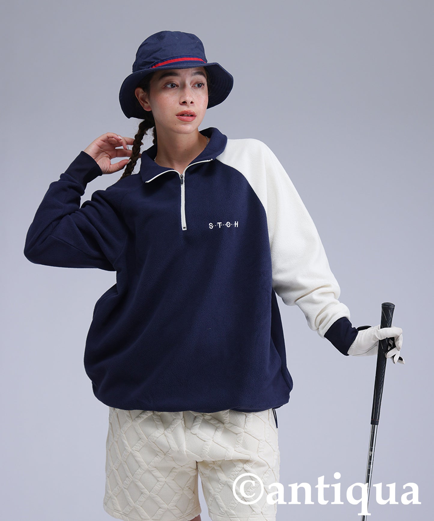 ANTIQUA GOLF×STCH Color-Coordinated Fleece Top Ladies
