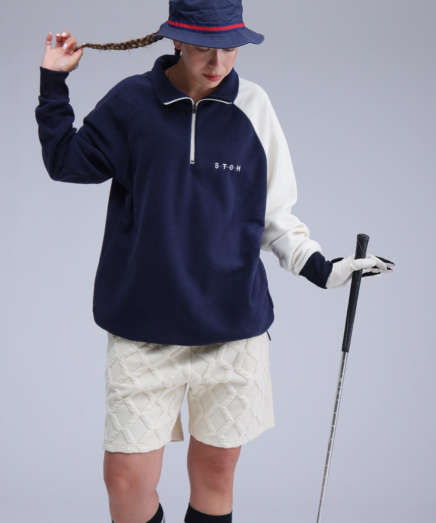 ANTIQUA GOLF×STCH Color-Coordinated Fleece Top Ladies