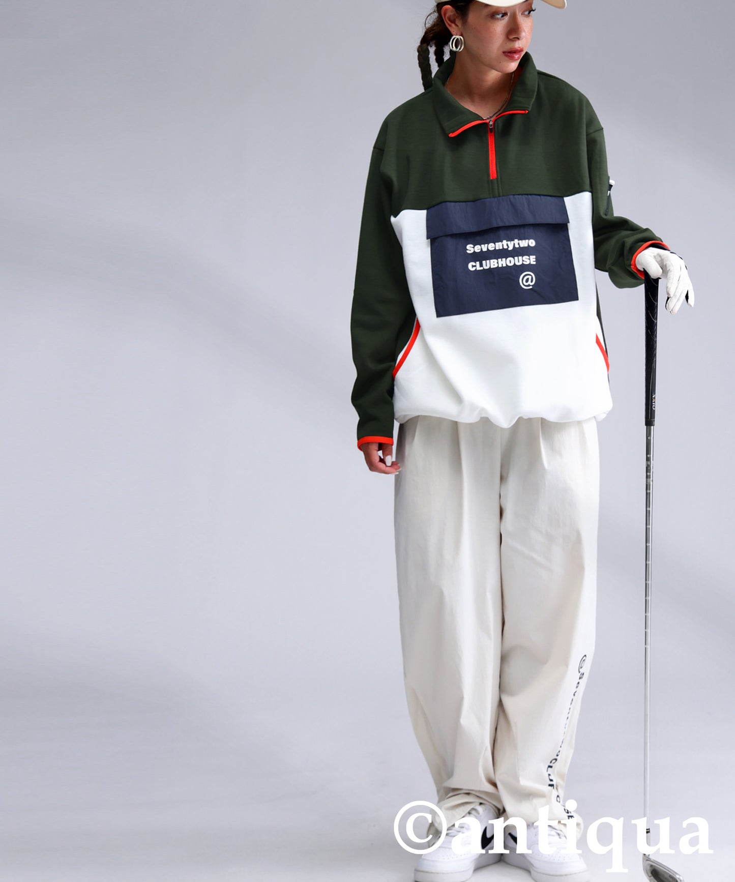 ANTIQUA GOLF×STCH Color-Coordinated Pullover Ladies