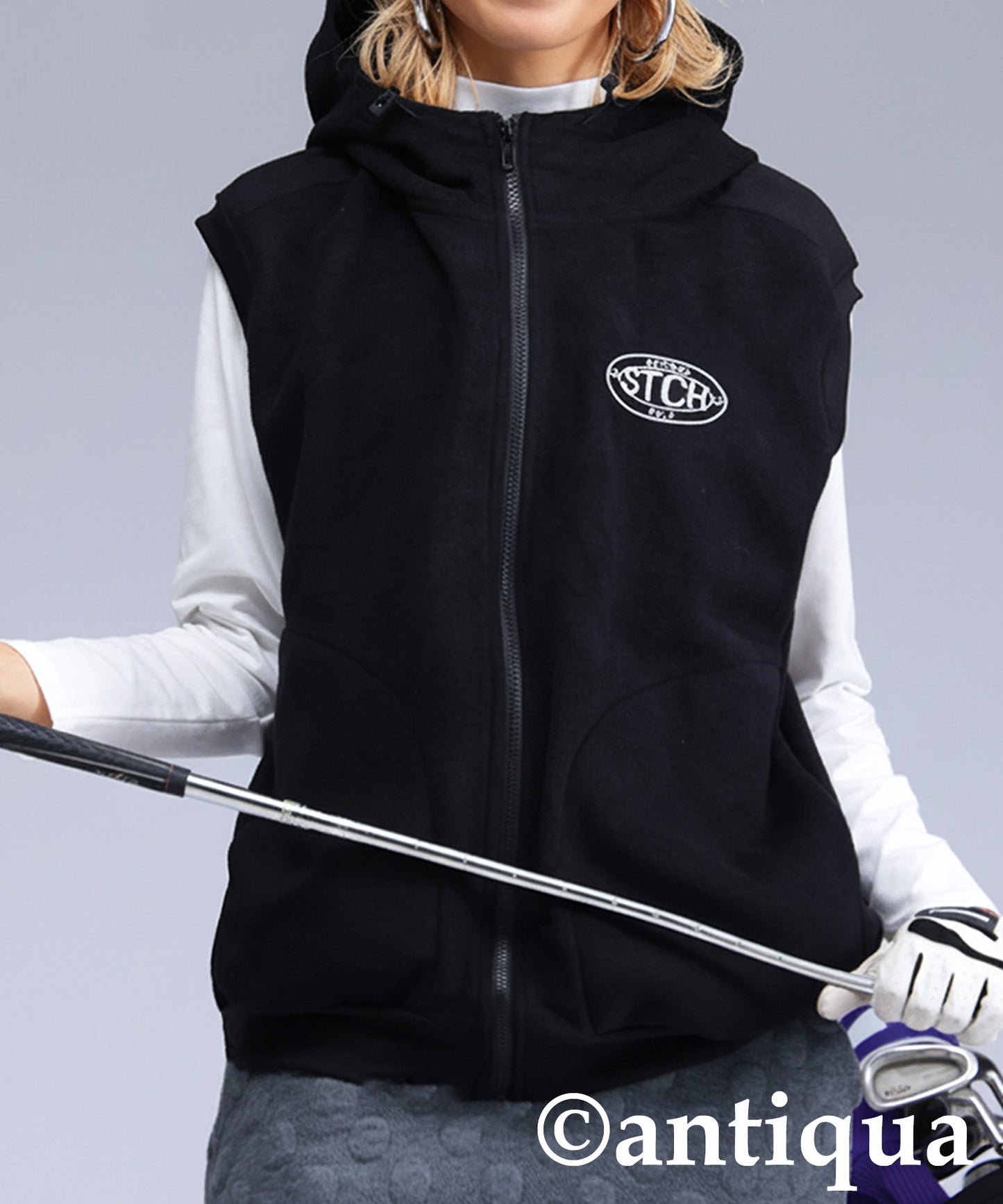 ANTIQUA GOLF×STCH Hooded Logo Vest Ladies