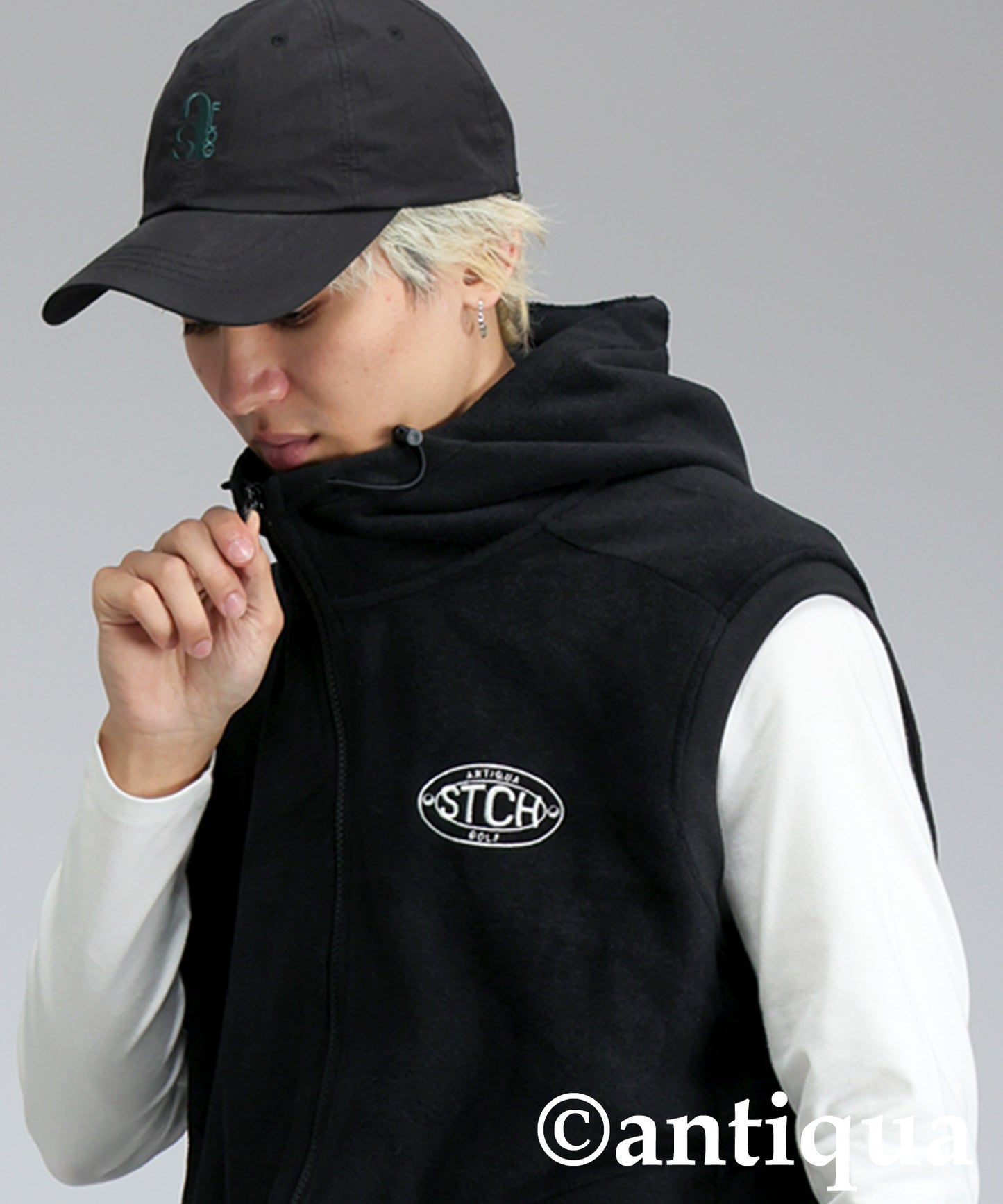 ANTIQUA GOLF×STCH Hooded Logo Vest Men's