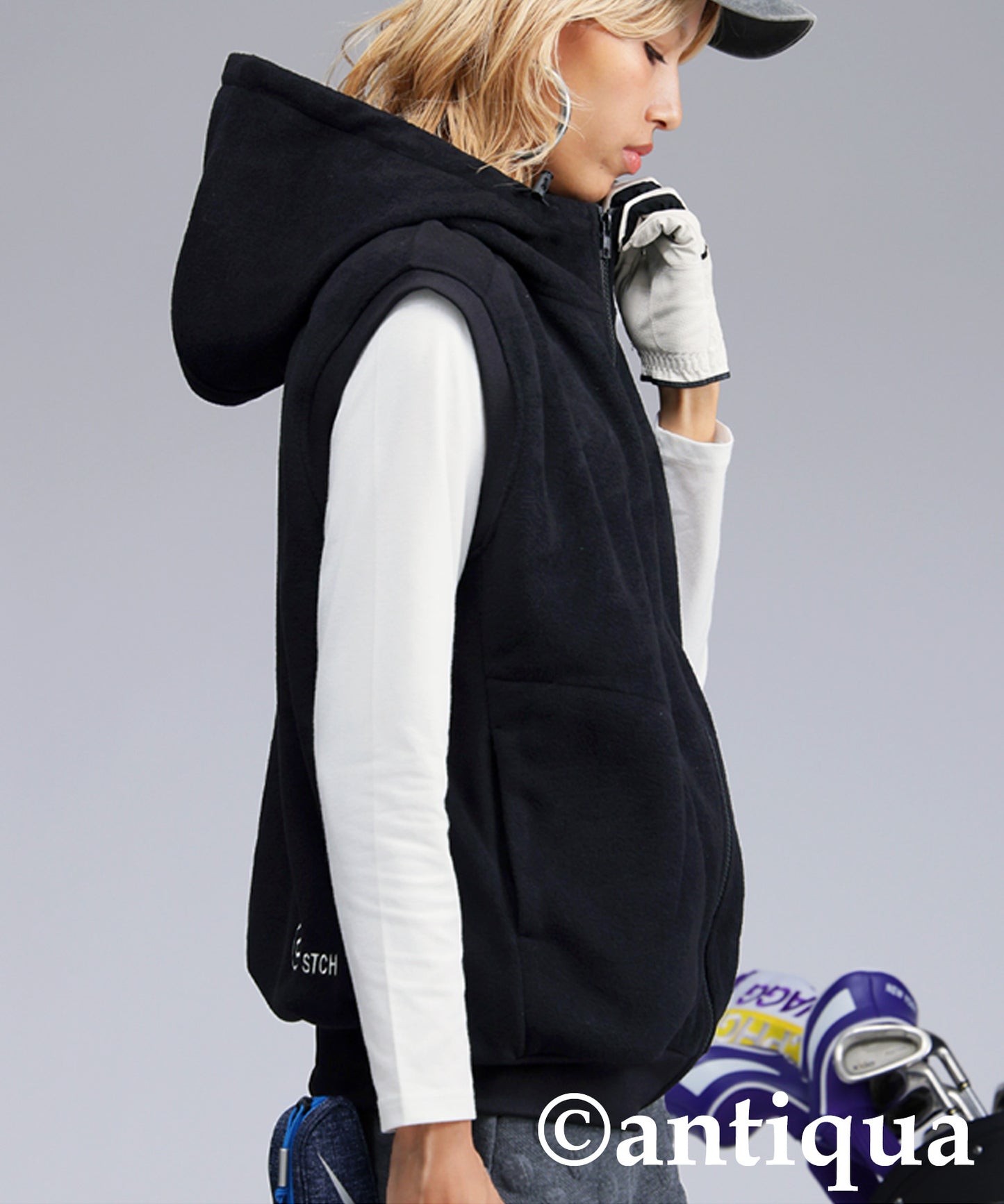 ANTIQUA GOLF×STCH Hooded Logo Vest Ladies