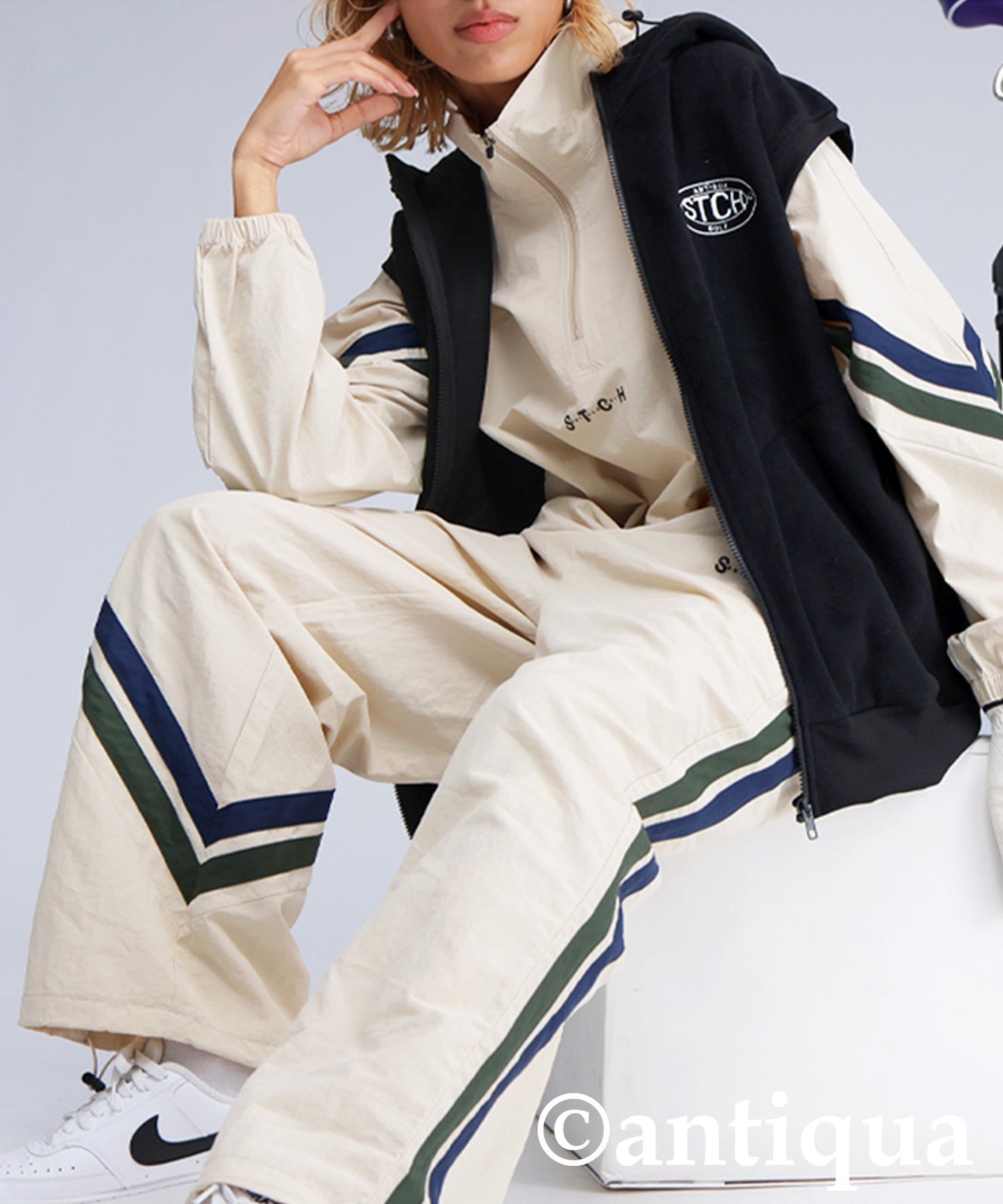 ANTIQUA GOLF×STCH Hooded Logo Vest Ladies