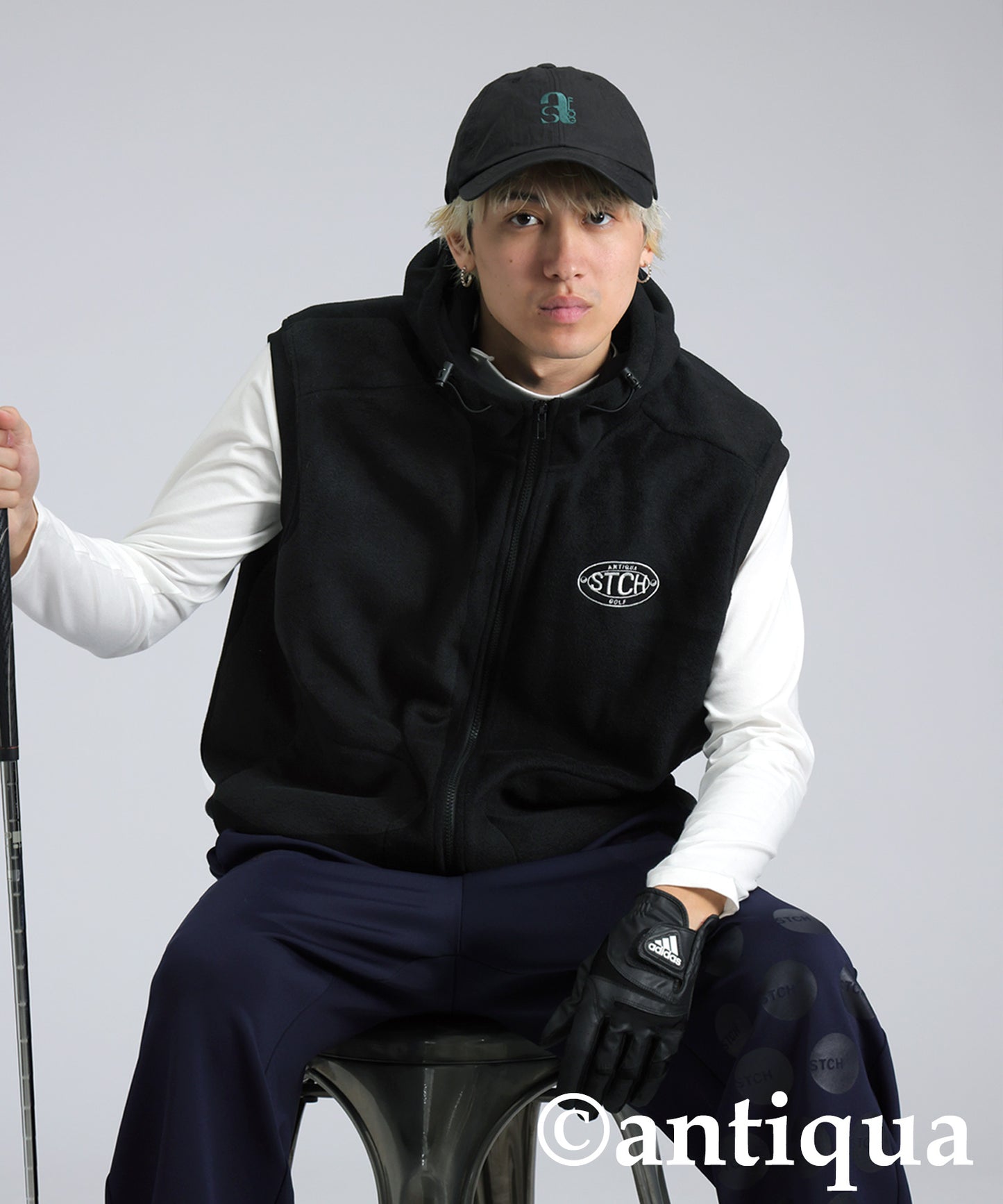 ANTIQUA GOLF×STCH Hooded Logo Vest Men's