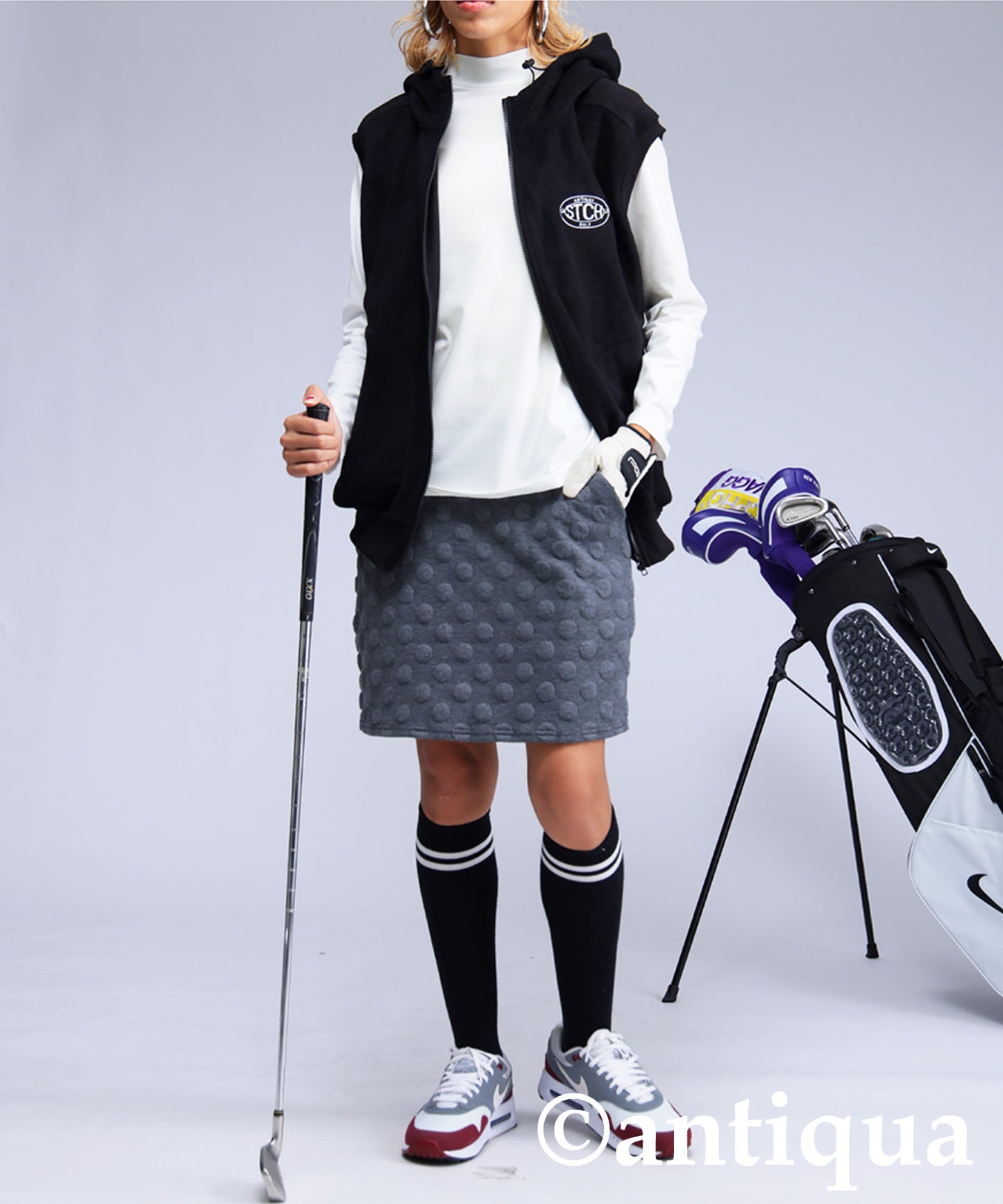 ANTIQUA GOLF×STCH Mock Neck Top Ladies