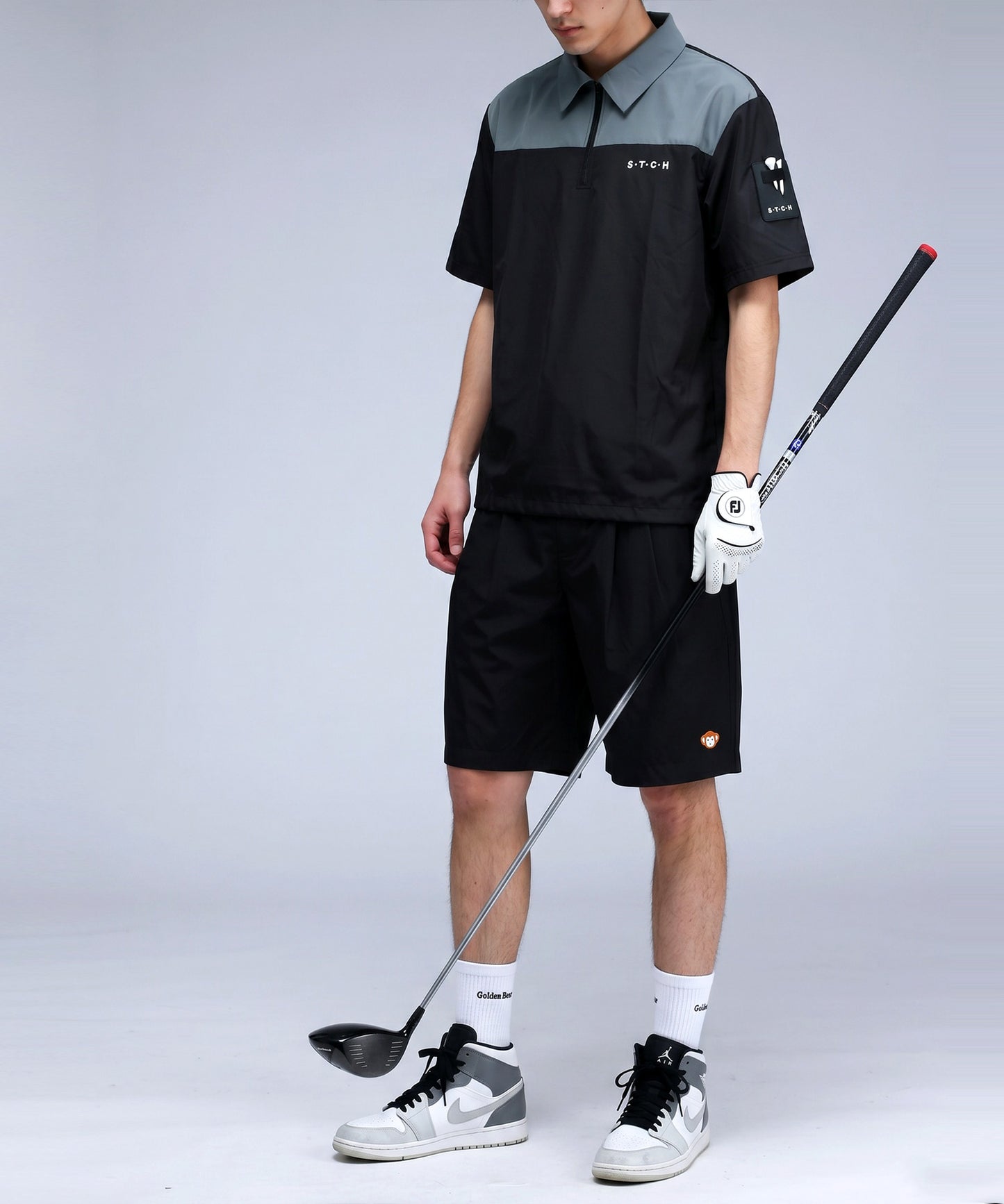 ANTIQUA GOLF×STCH Half-Zip Color-Block Logo Polo Shirt Men’s