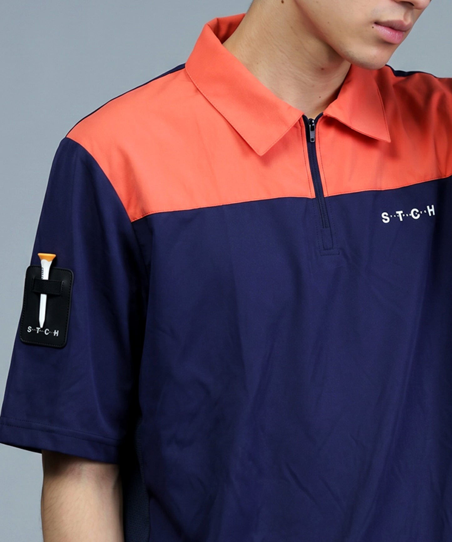 ANTIQUA GOLF×STCH Half-Zip Color-Block Logo Polo Shirt Men’s