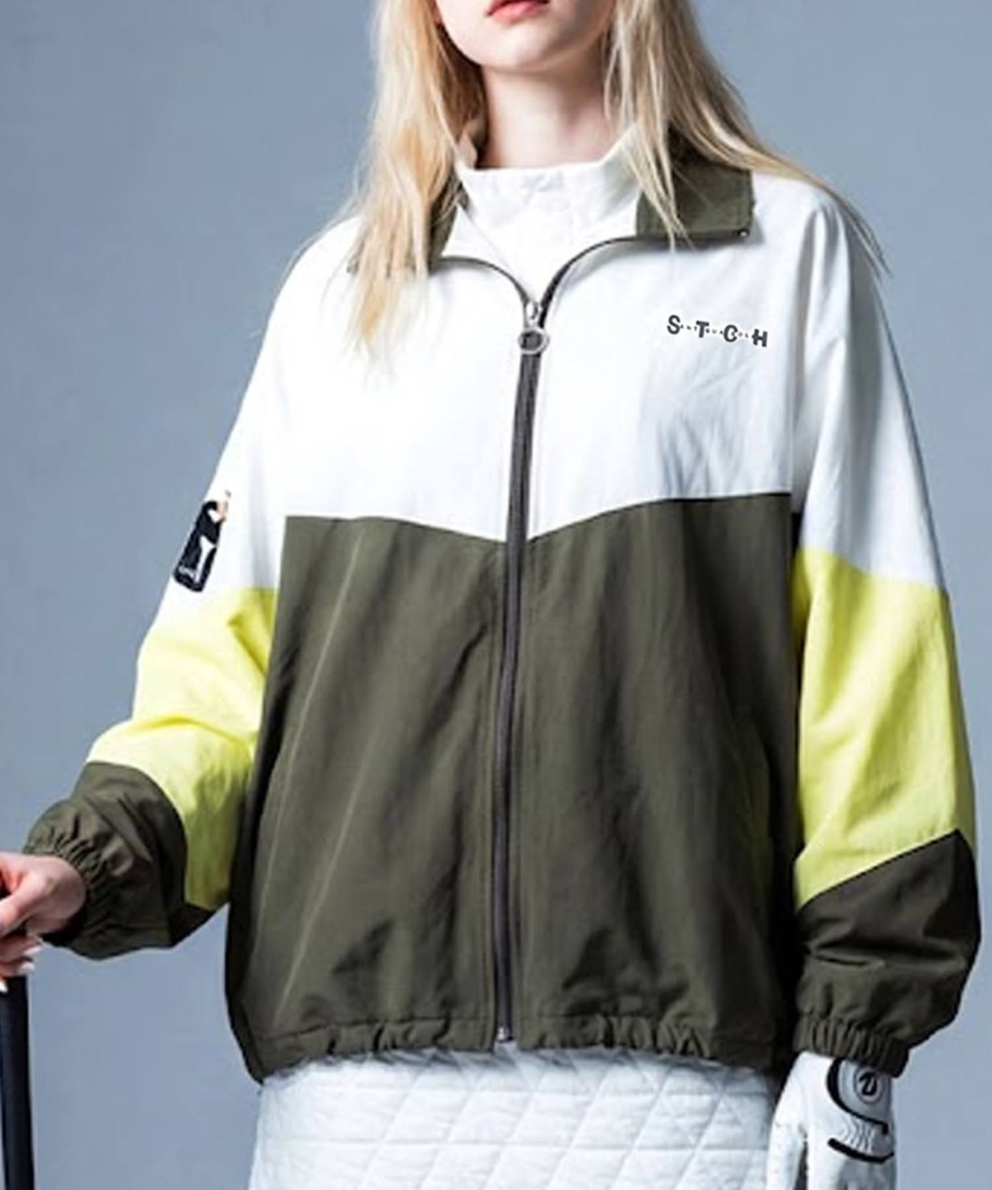 ANTIQUA GOLF×STCHStand Neck Color-Blocked Blouson Ladies