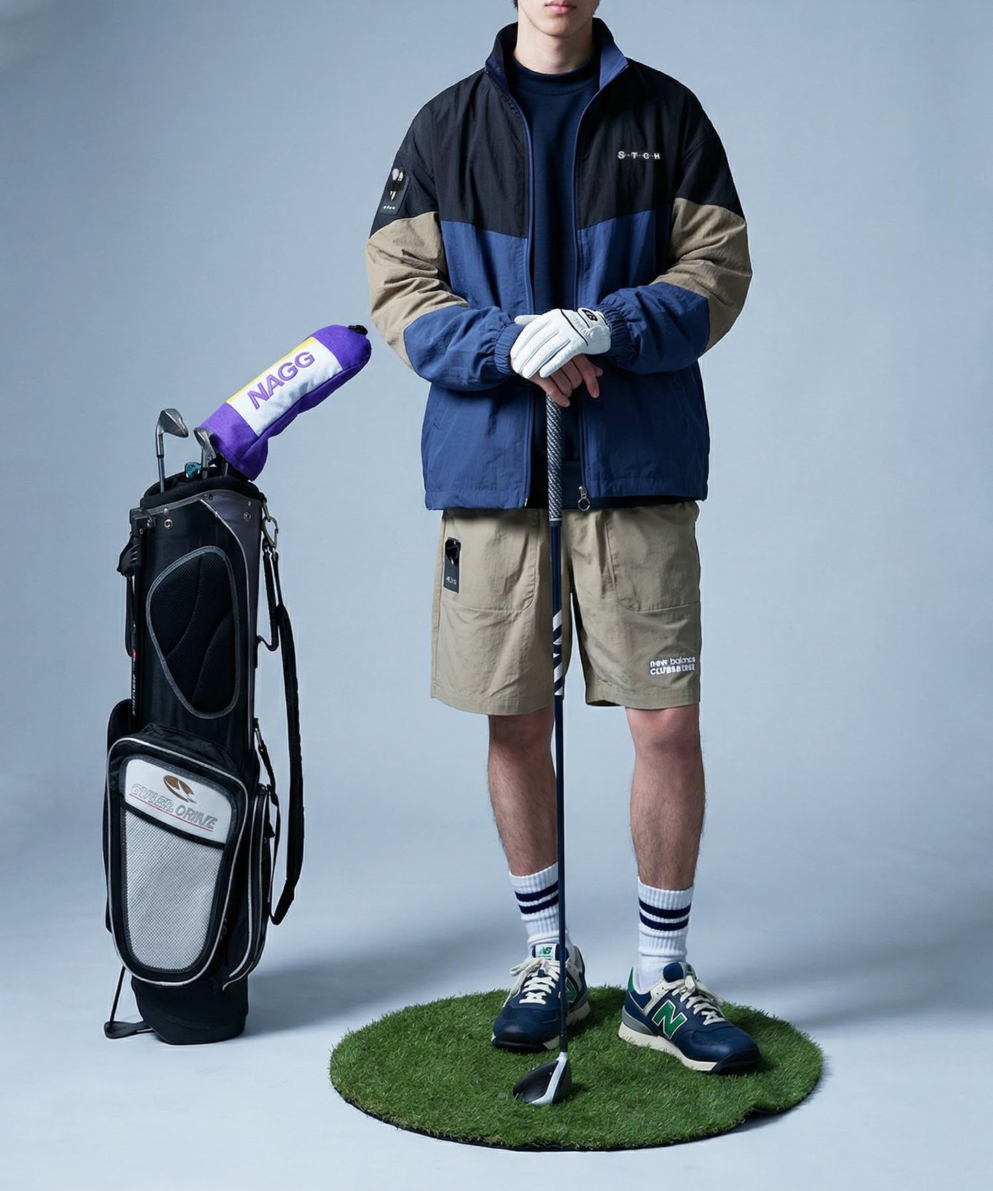 ANTIQUA GOLF×STCHStand Neck Color-Blocked Blouson Men's