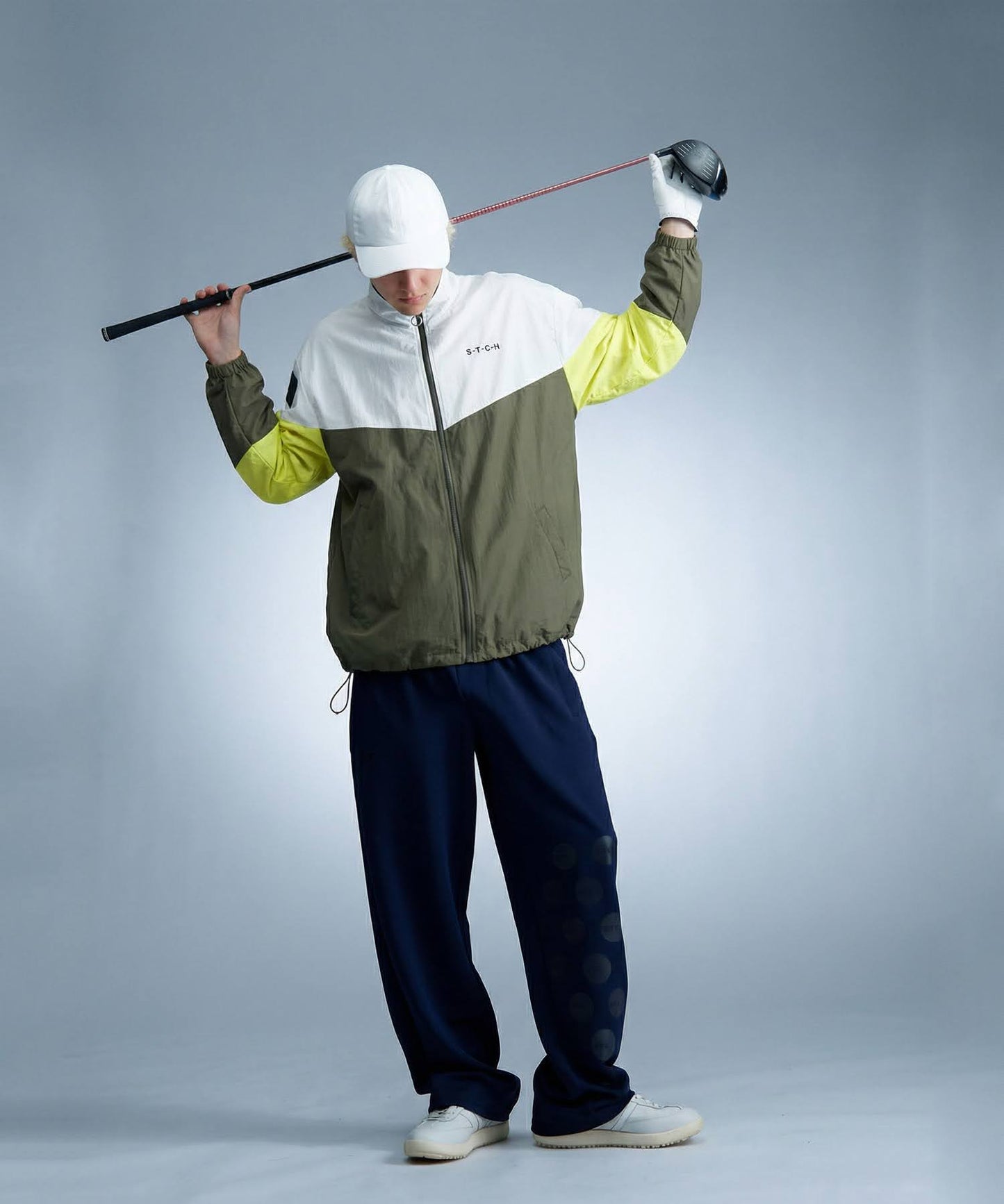 ANTIQUA GOLF×STCHStand Neck Color-Blocked Blouson Men's