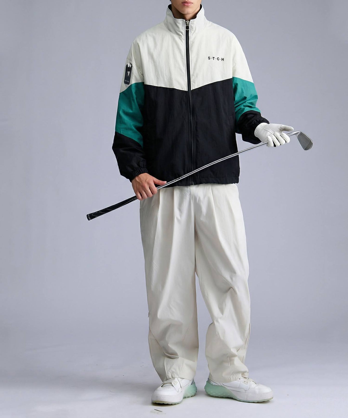 ANTIQUA GOLF×STCHStand Neck Color-Blocked Blouson Men's