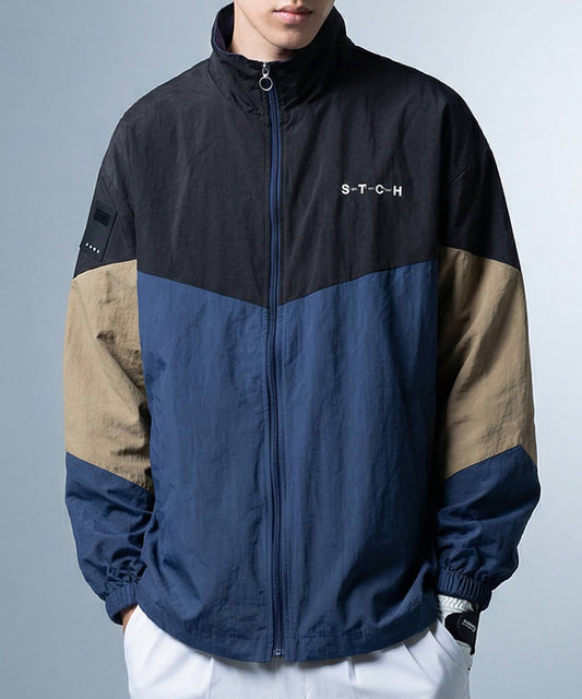 ANTIQUA GOLF×STCHStand Neck Color-Blocked Blouson Men's