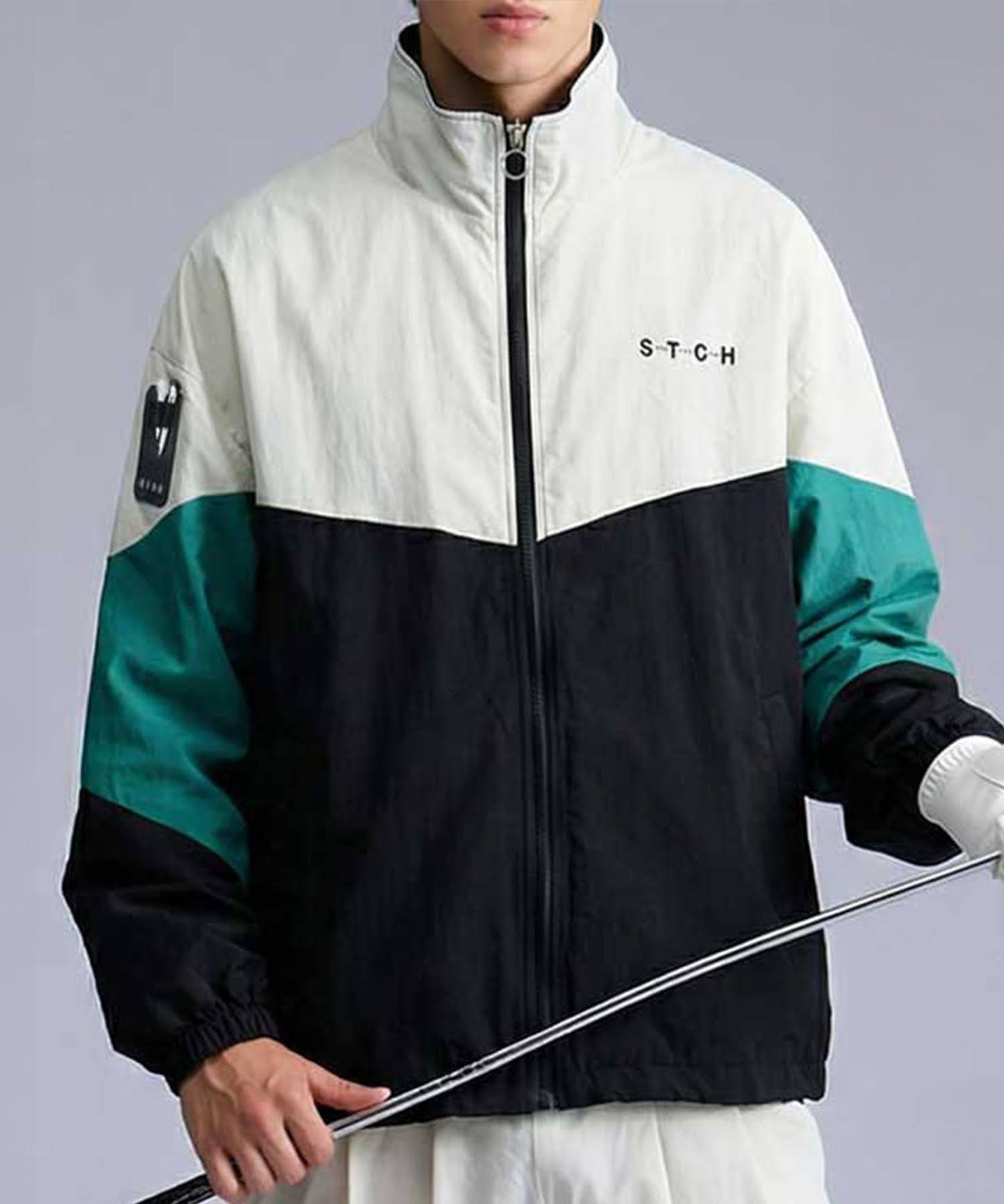 ANTIQUA GOLF×STCHStand Neck Color-Blocked Blouson Men's