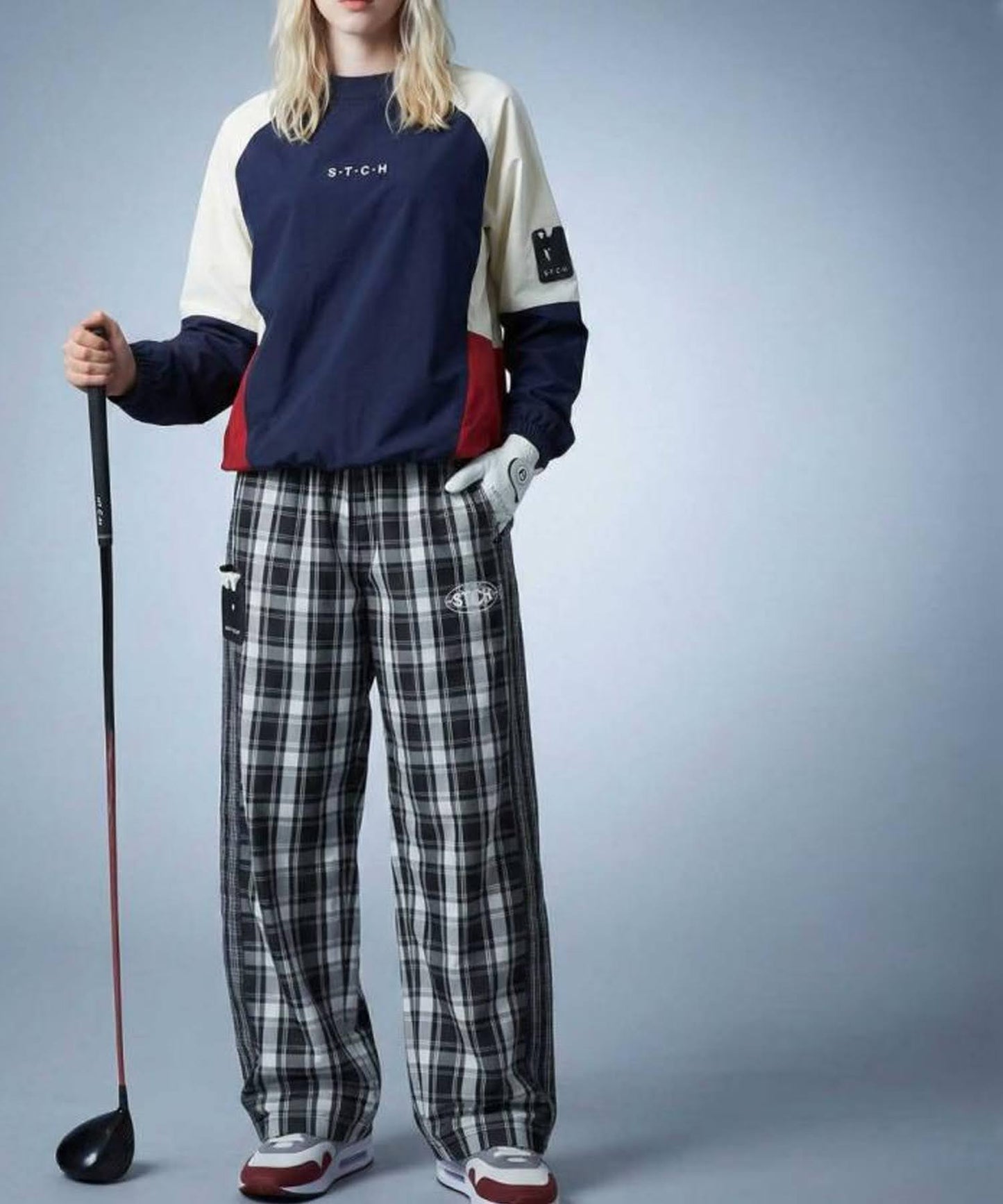 ANTIQUA GOLF×STCHCheckered Wide Pants Ladies