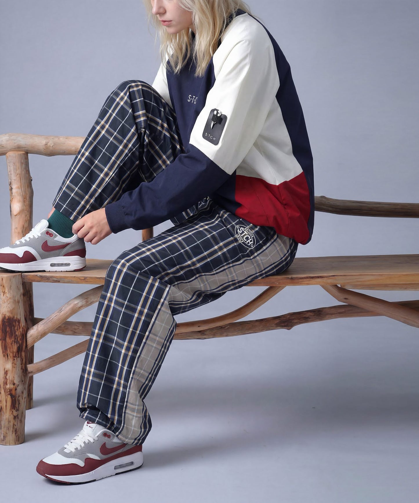 ANTIQUA GOLF×STCHCheckered Wide Pants Ladies