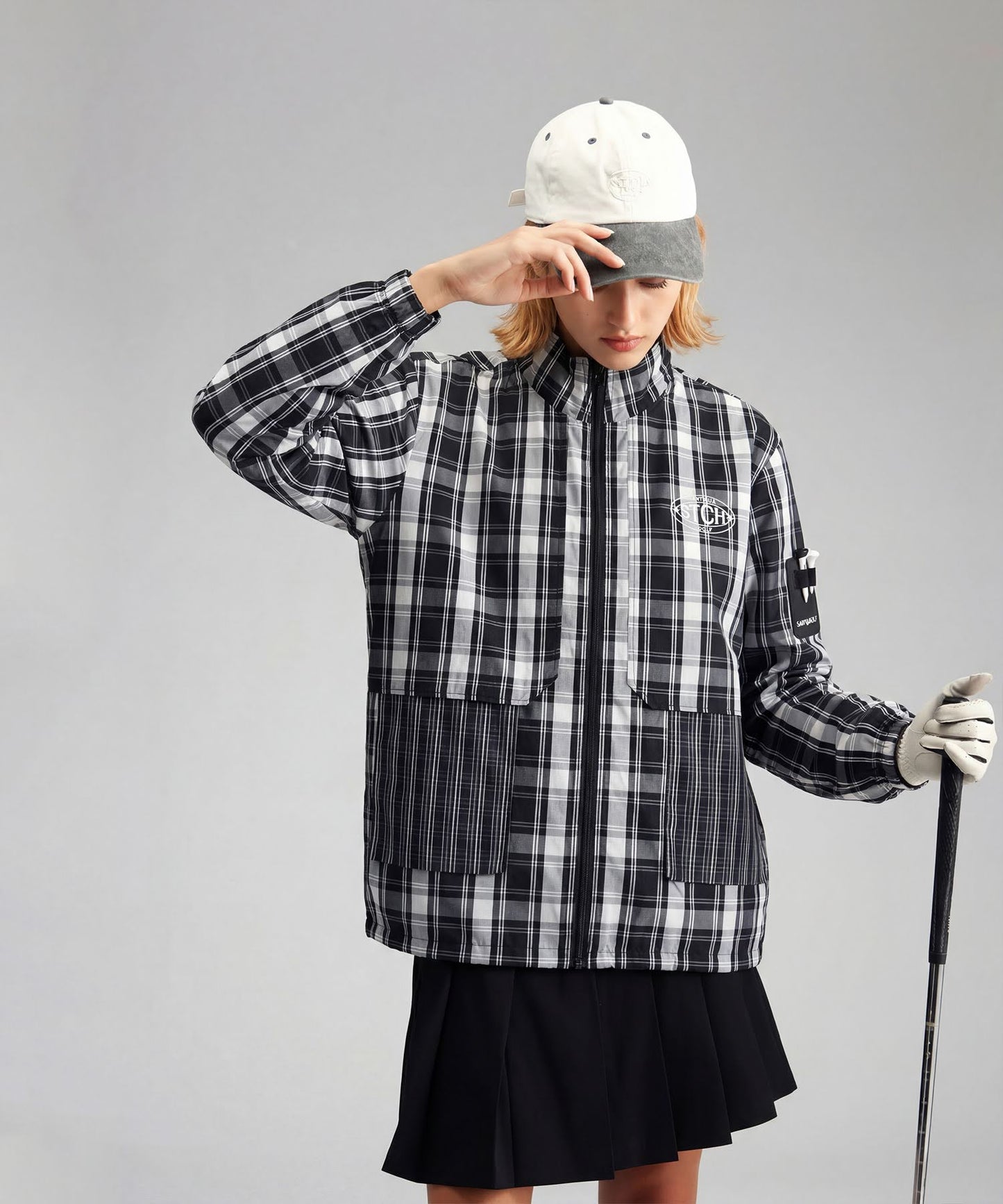 ANTIQUA GOLF×STCHCheckered Shirt Blouson Ladies