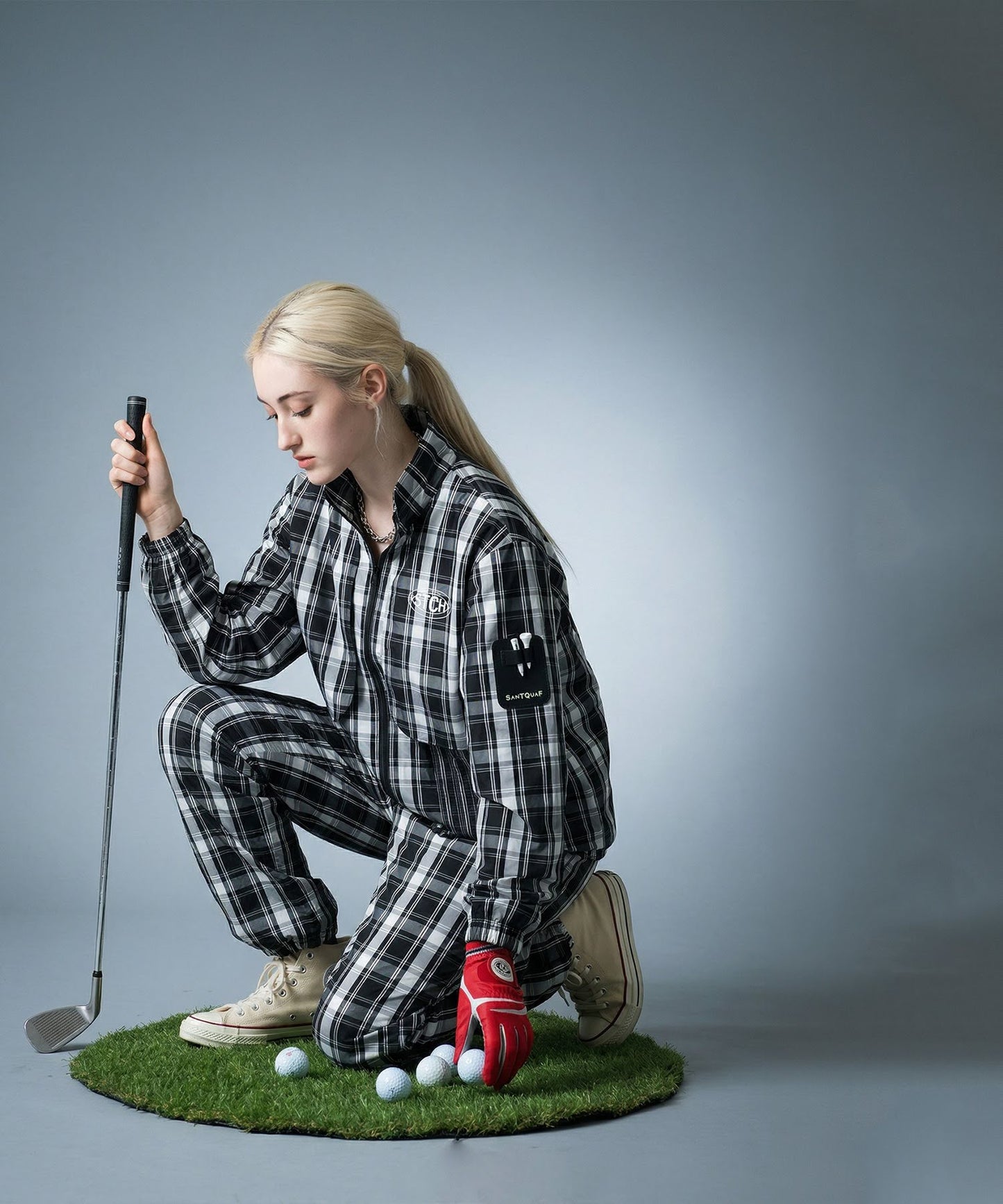 ANTIQUA GOLF×STCHCheckered Shirt Blouson Ladies
