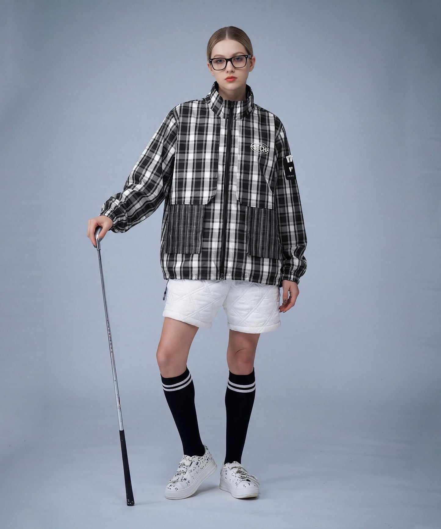 ANTIQUA GOLF×STCHCheckered Shirt Blouson Ladies
