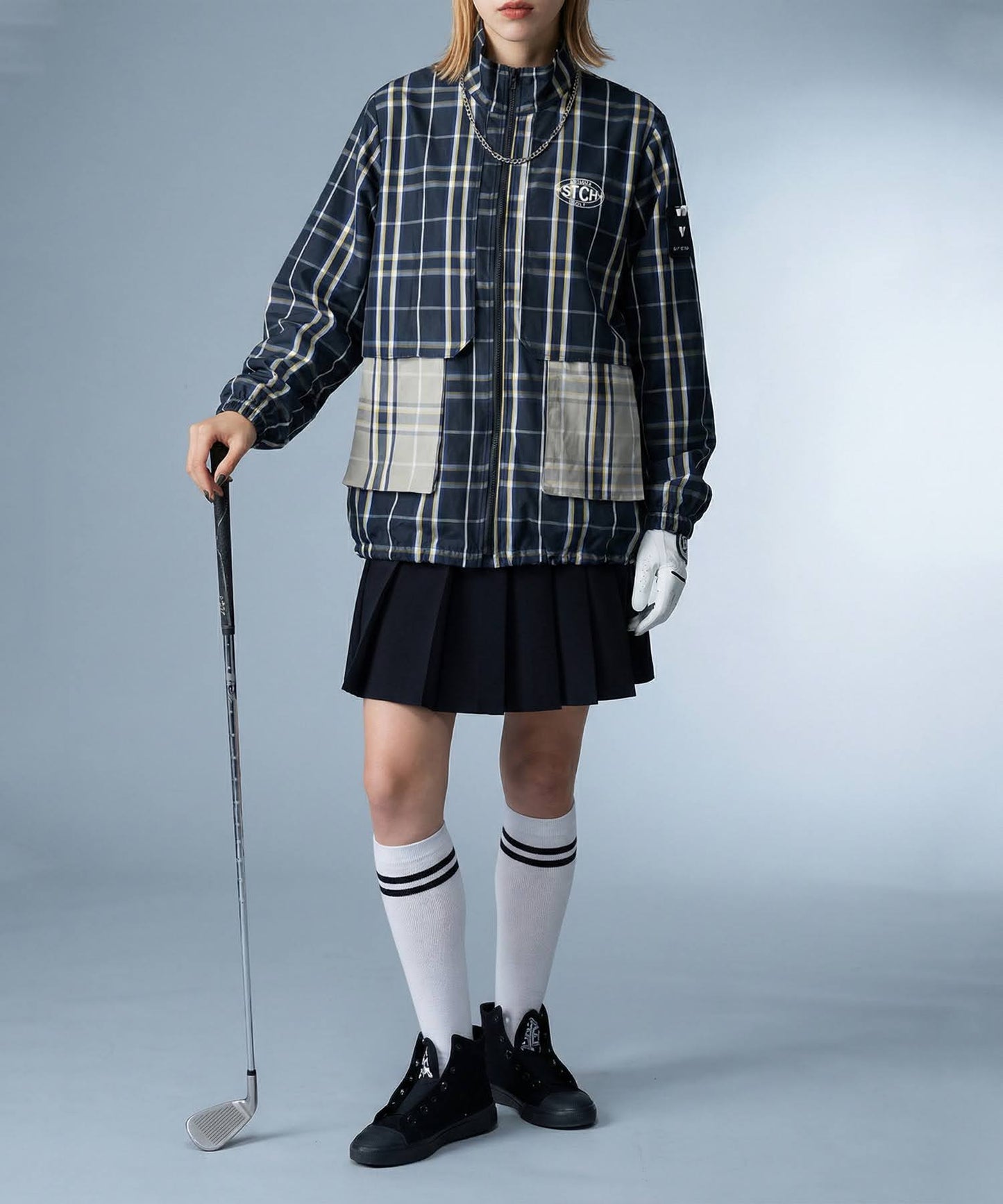 ANTIQUA GOLF×STCHCheckered Shirt Blouson Ladies