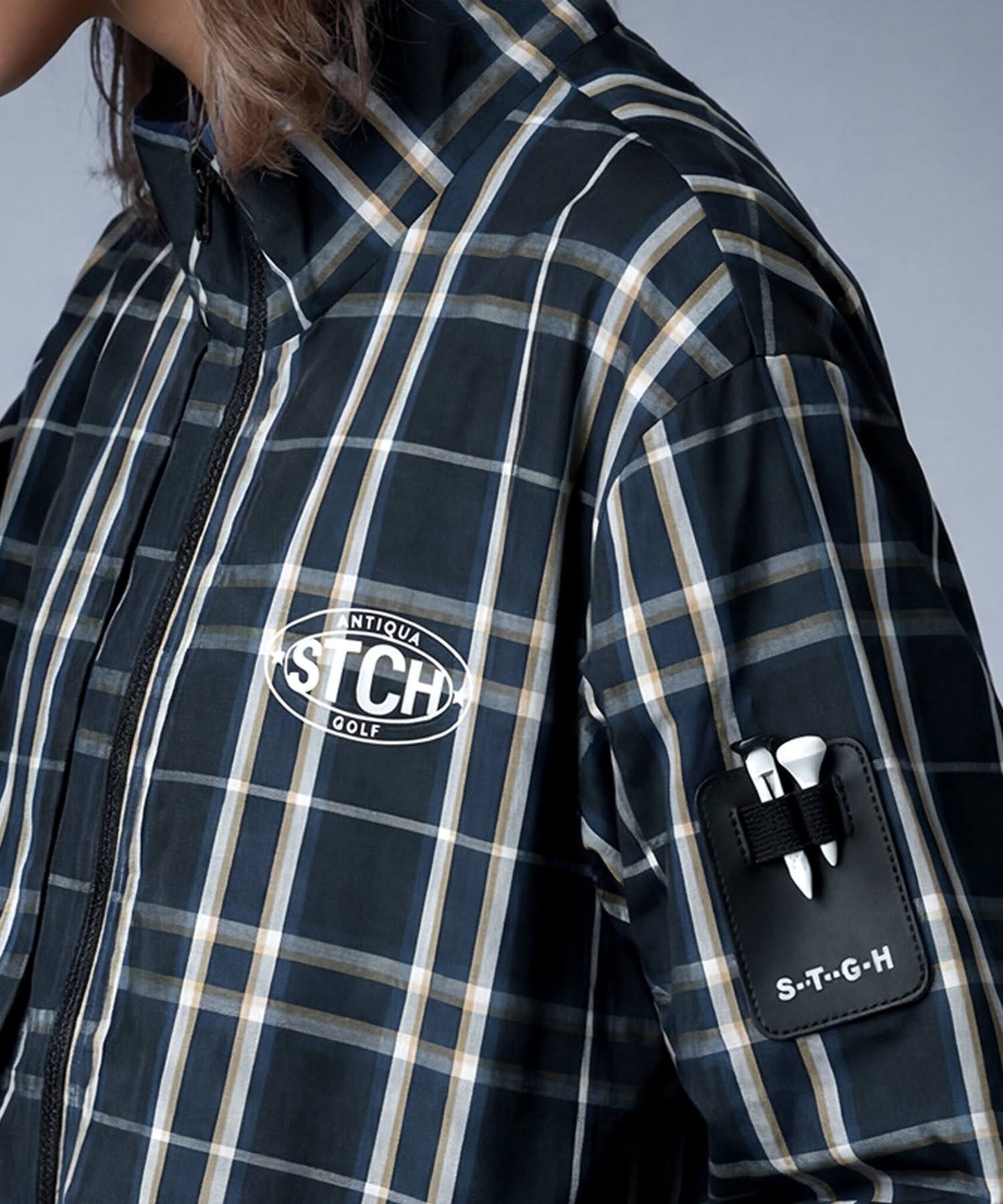 ANTIQUA GOLF×STCHCheckered Shirt Blouson Ladies