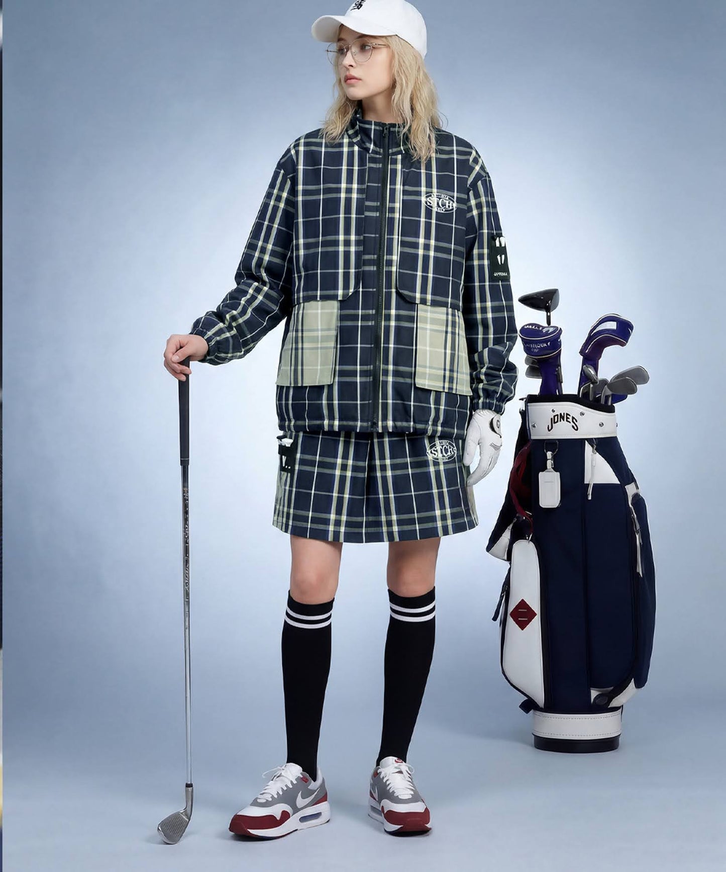ANTIQUA GOLF×STCHCheckered Shirt Blouson Ladies